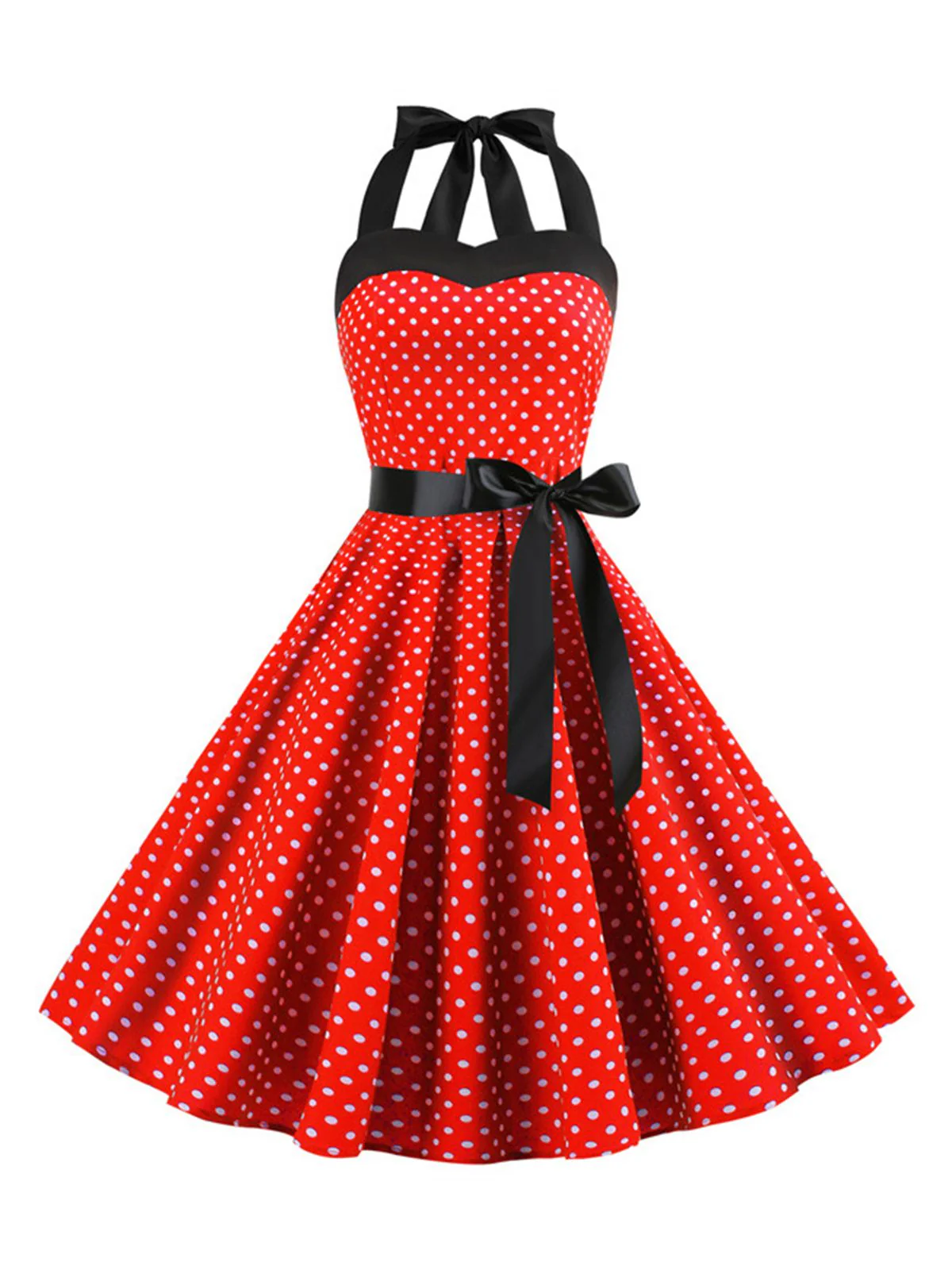 Robe Cocktail à Pois Bleue années 1950 - Image 4