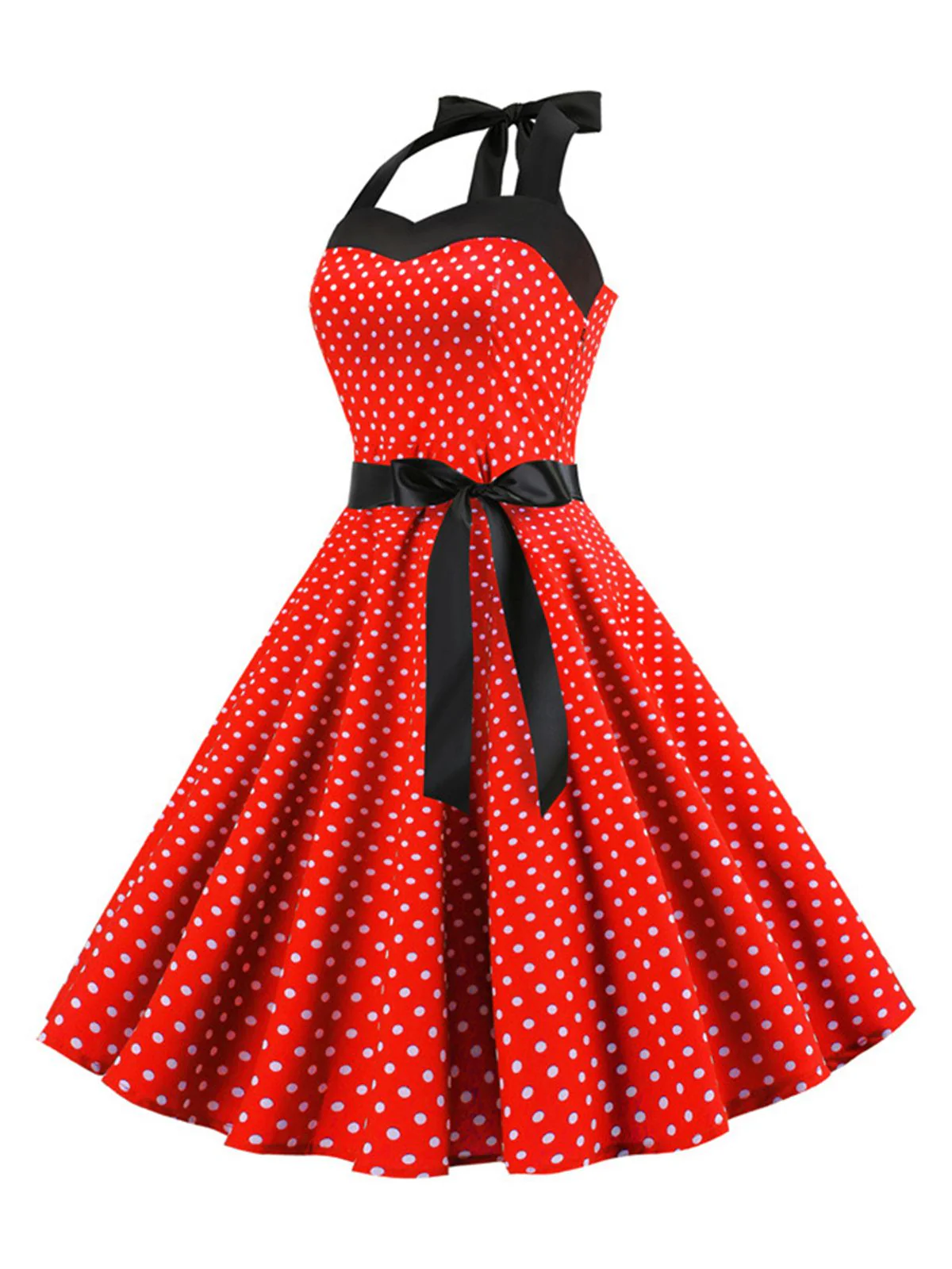 Robe Cocktail à Pois Bleue années 1950 - Image 5