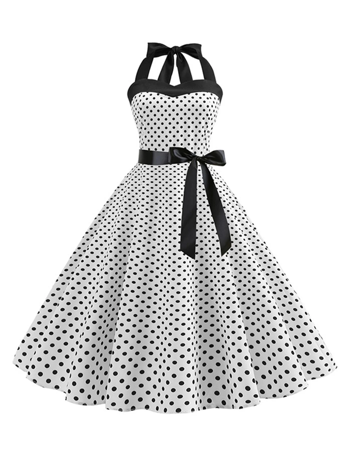 Robe Cocktail à Pois Bleue années 1950 - Image 7