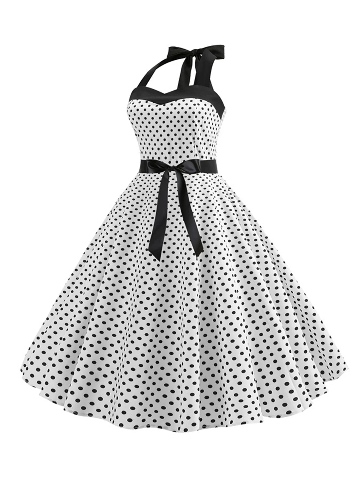Robe Cocktail à Pois Bleue années 1950 - Image 8