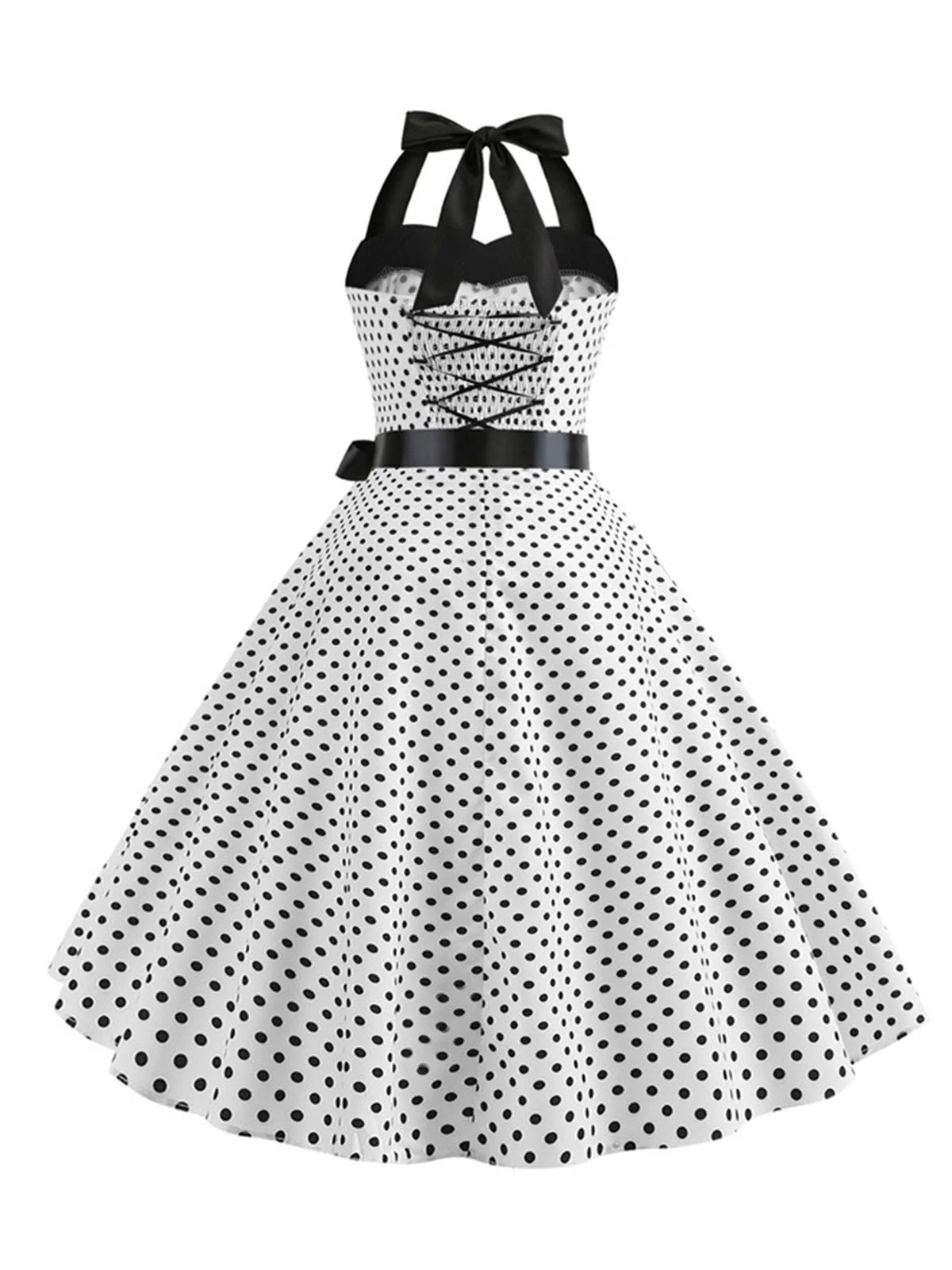 Robe Cocktail à Pois Bleue années 1950 - Image 9