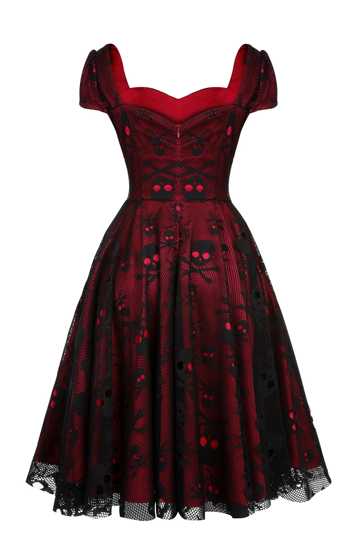 Robe trapèze en maille tête de mort rouge vin des années 1950 - Image 4