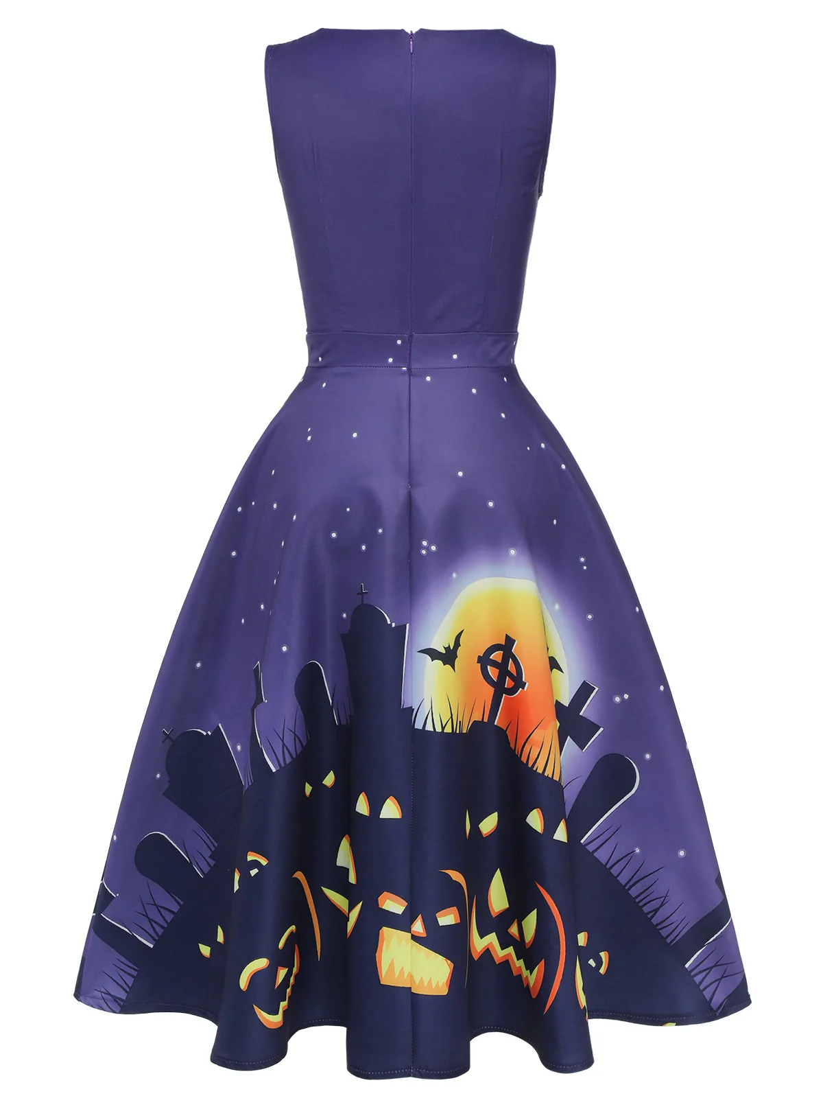 Robe trapèze à encolure en V violet foncé des années 1950 - Image 4