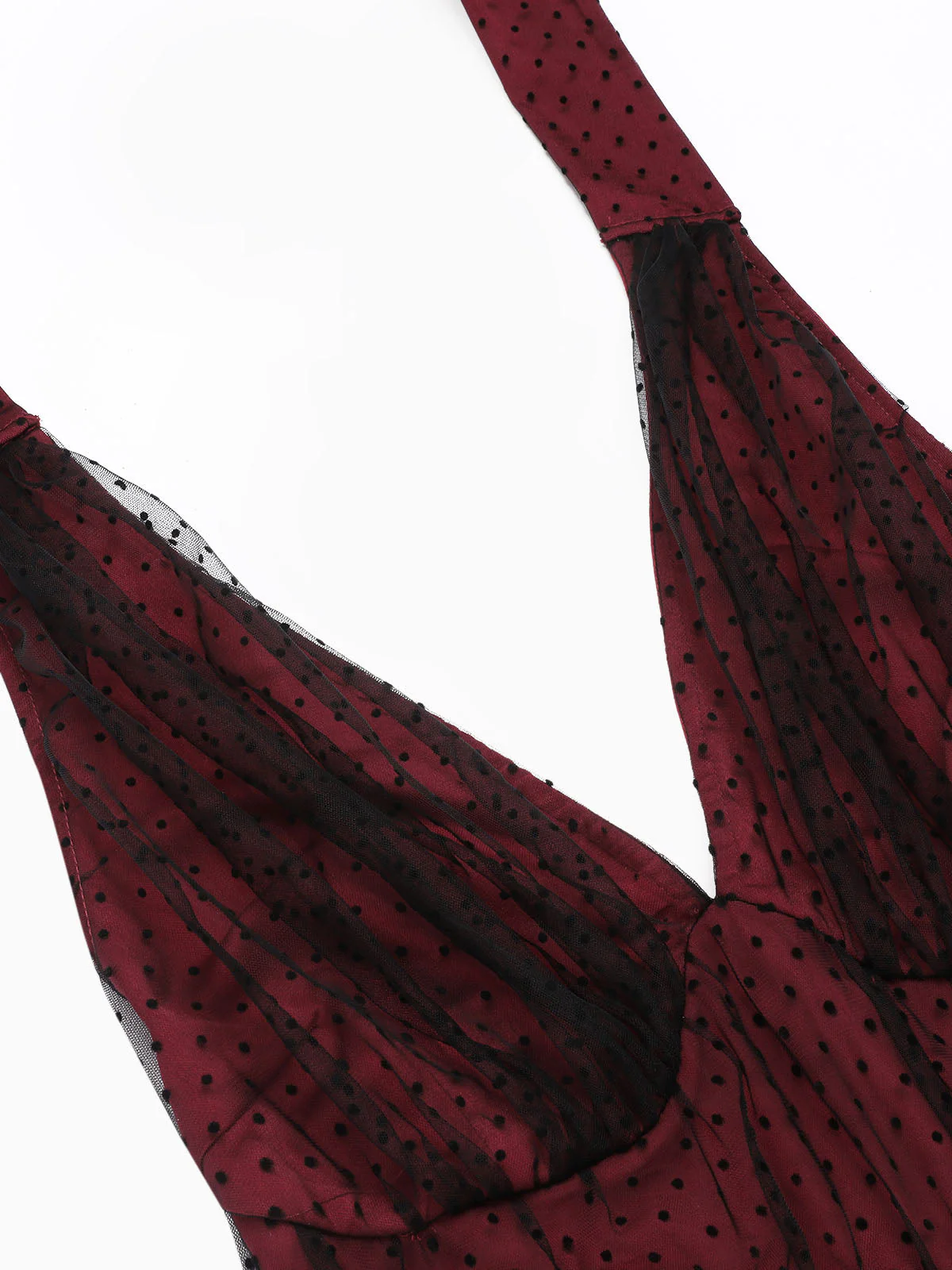 Robe trapèze rouge années 50 en maille à pois cocktail chic - Image 10