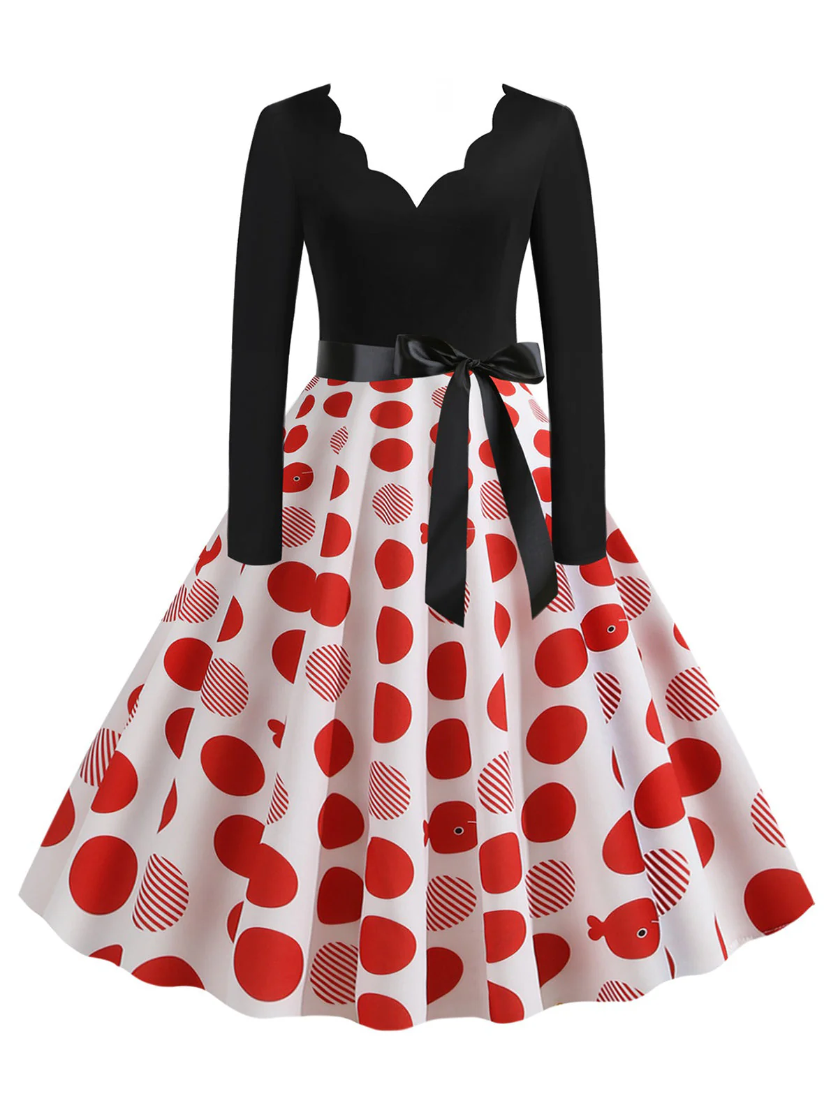 Robe trapèze à carreaux et nœud des années 1950 - Image 8