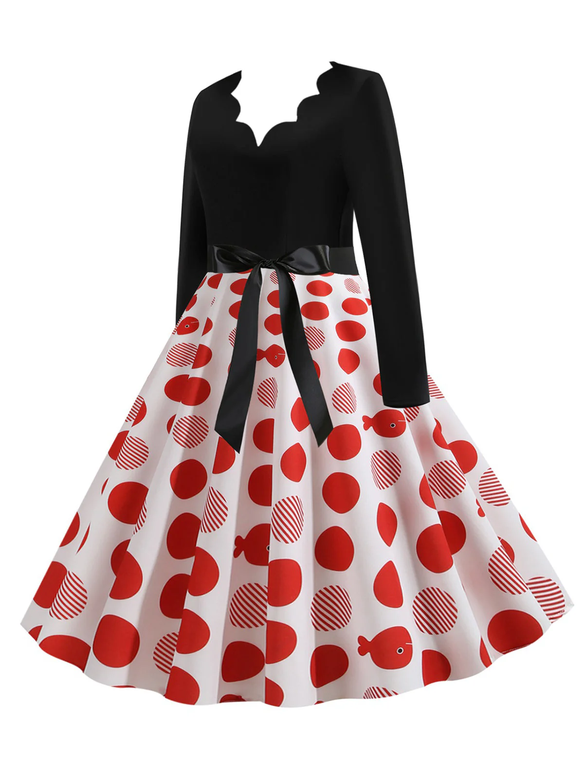 Robe trapèze à carreaux et nœud des années 1950 - Image 9