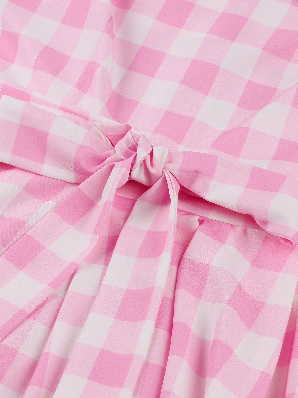 Robe trapèze à carreaux rose années 1950 à bretelles spaghetti - Image 7