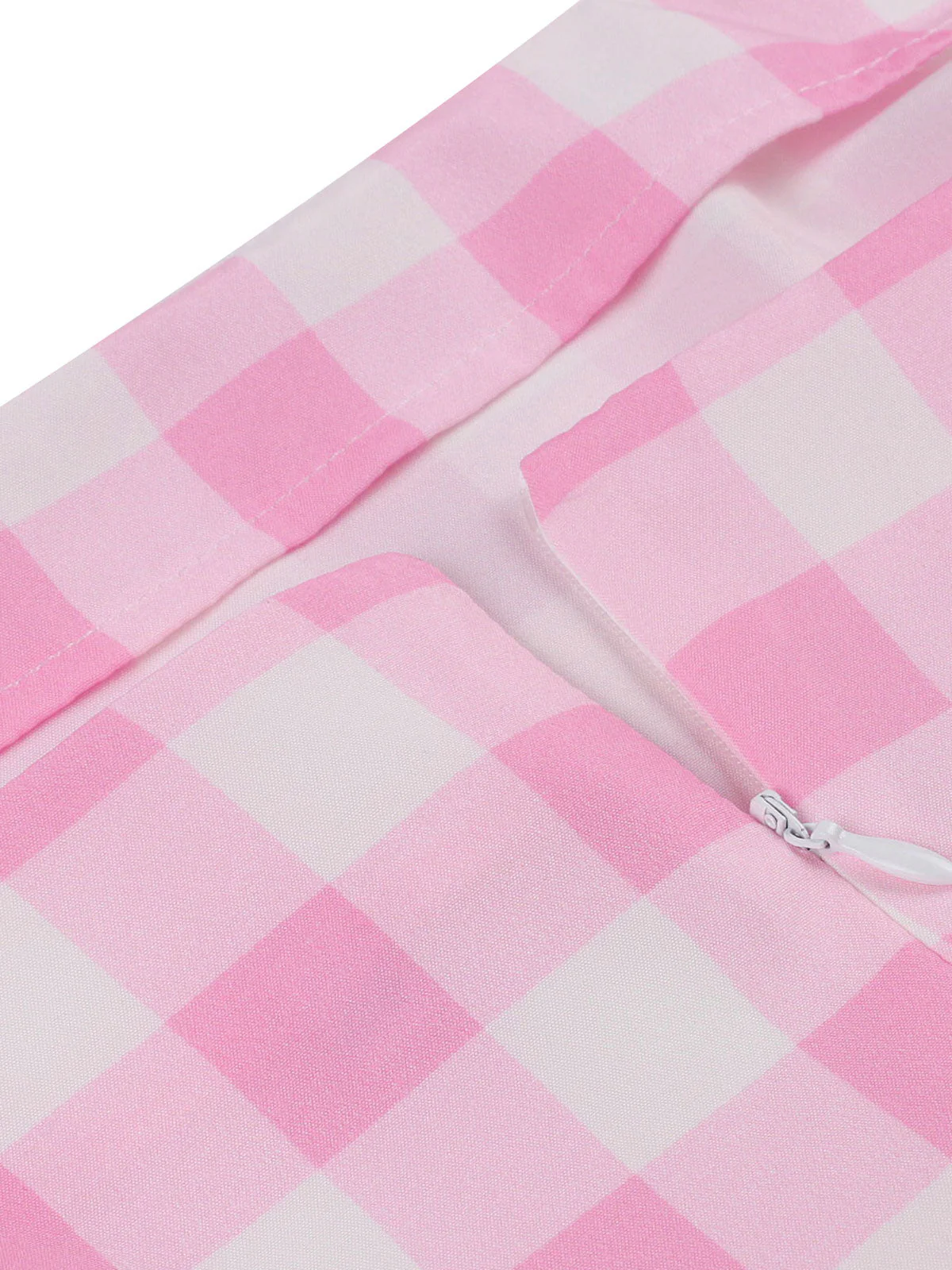 Robe trapèze à carreaux rose années 1950 à bretelles spaghetti - Image 8