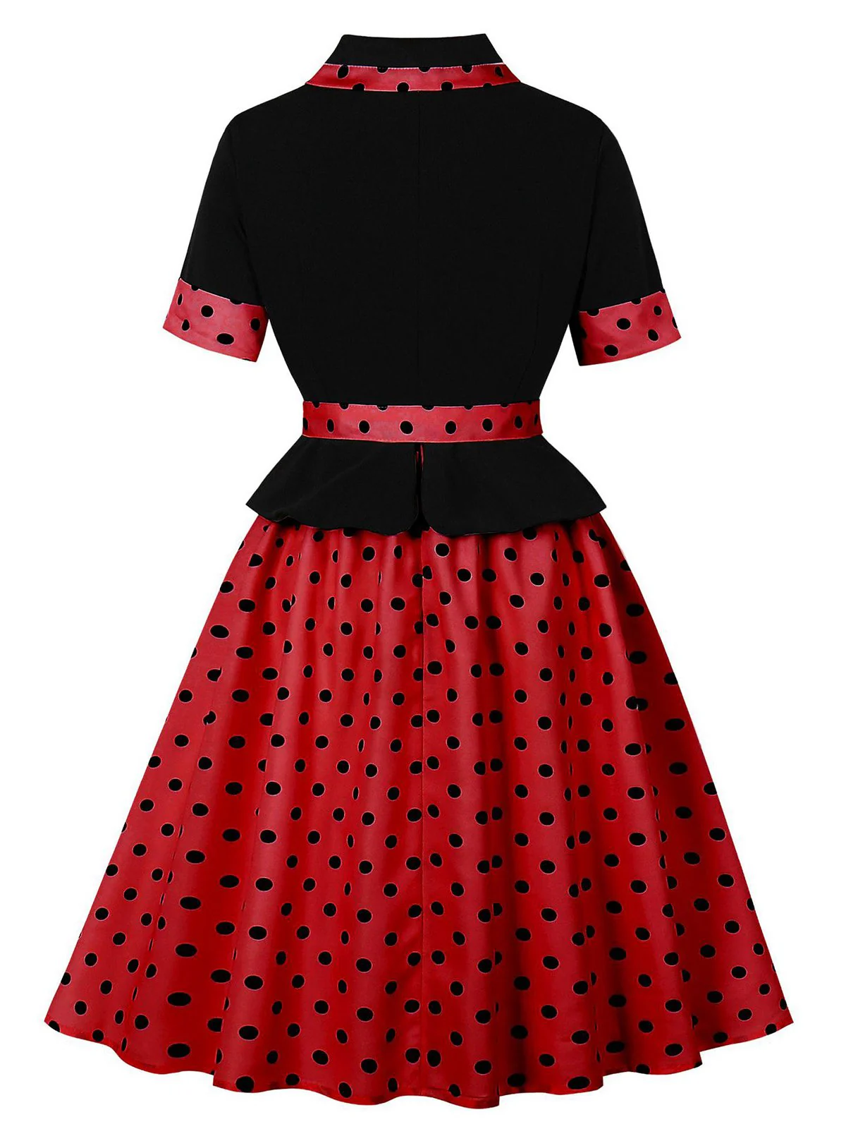 Robe trapèze à ceinture et revers à pois années 1950 - Image 8