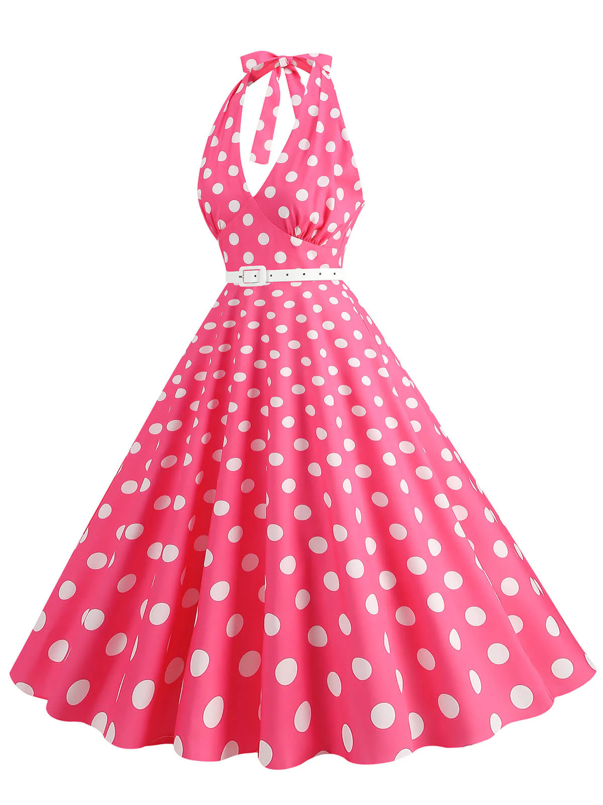 Robe trapèze à imprimé pois et dos nu des années 1950 - Image 11