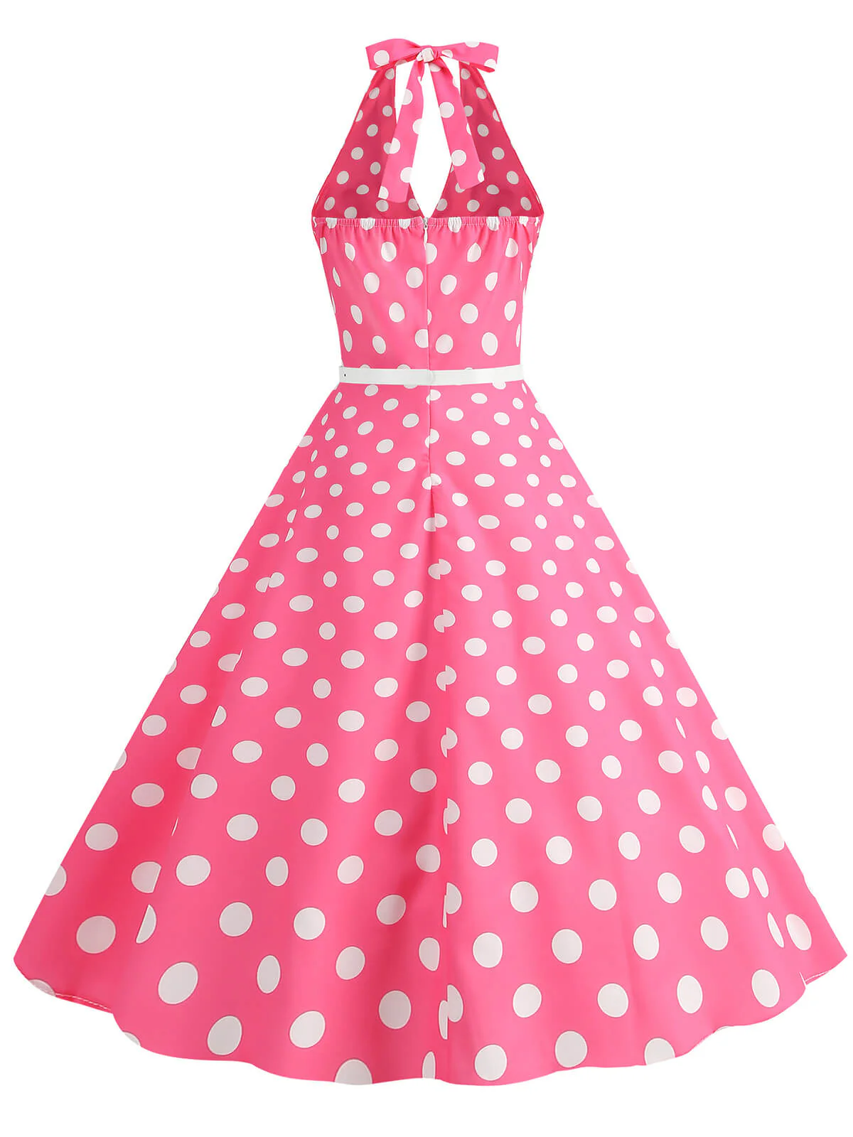 Robe trapèze à imprimé pois et dos nu des années 1950 - Image 12