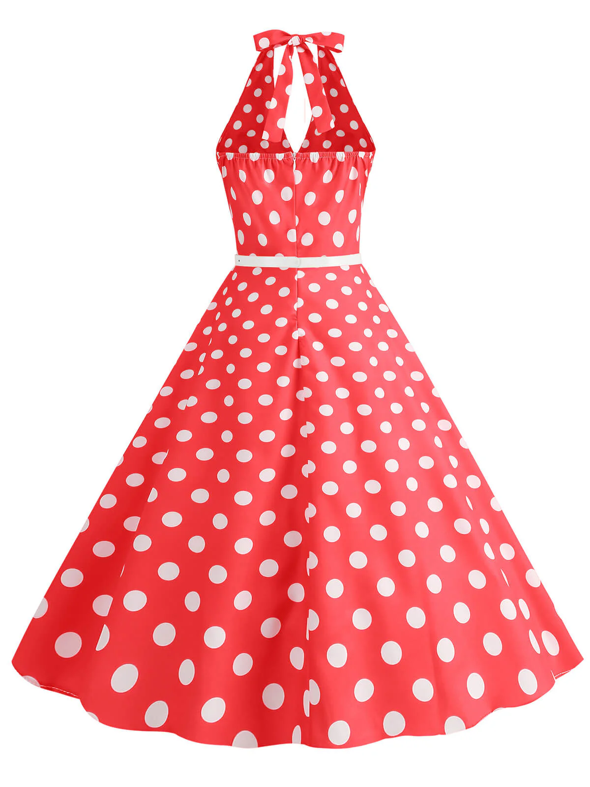 Robe trapèze à imprimé pois et dos nu des années 1950 - Image 16