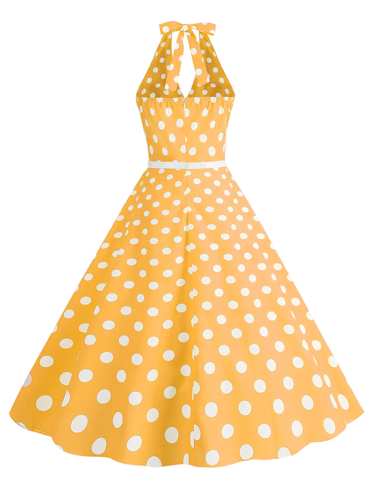 Robe trapèze à imprimé pois et dos nu des années 1950 - Image 19