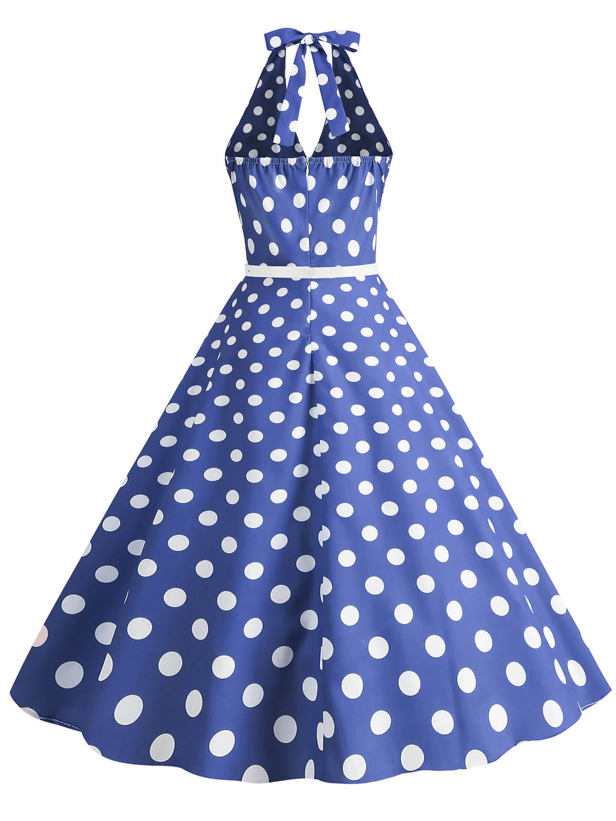 Robe trapèze à imprimé pois et dos nu des années 1950 - Image 6