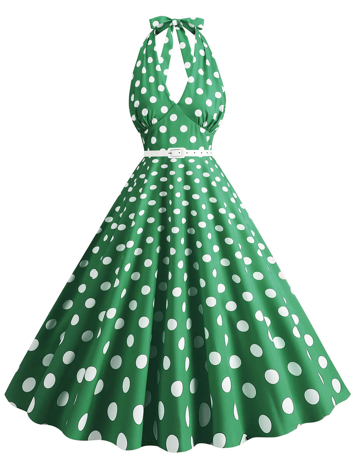 Robe trapèze à imprimé pois et dos nu des années 1950 - Image 7