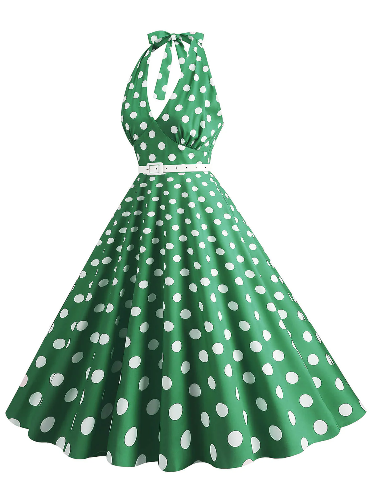 Robe trapèze à imprimé pois et dos nu des années 1950 - Image 8