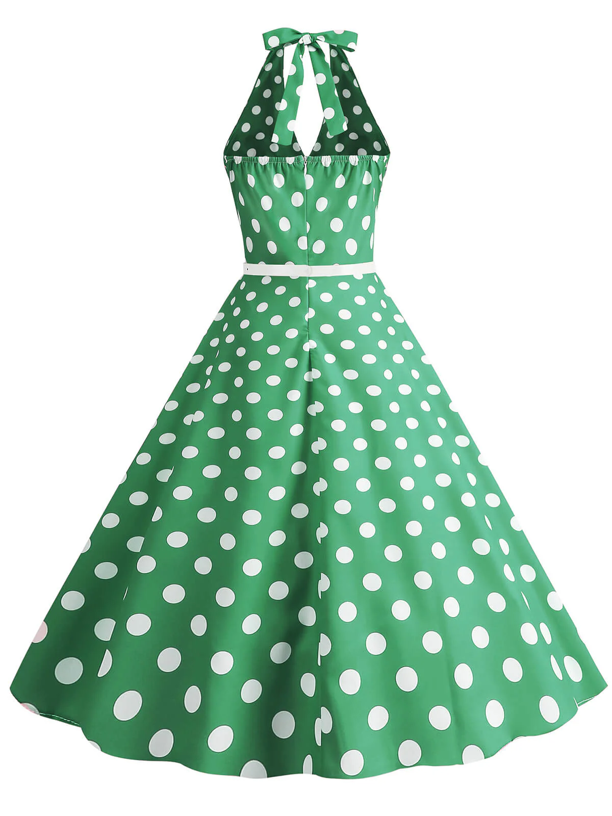 Robe trapèze à imprimé pois et dos nu des années 1950 - Image 9