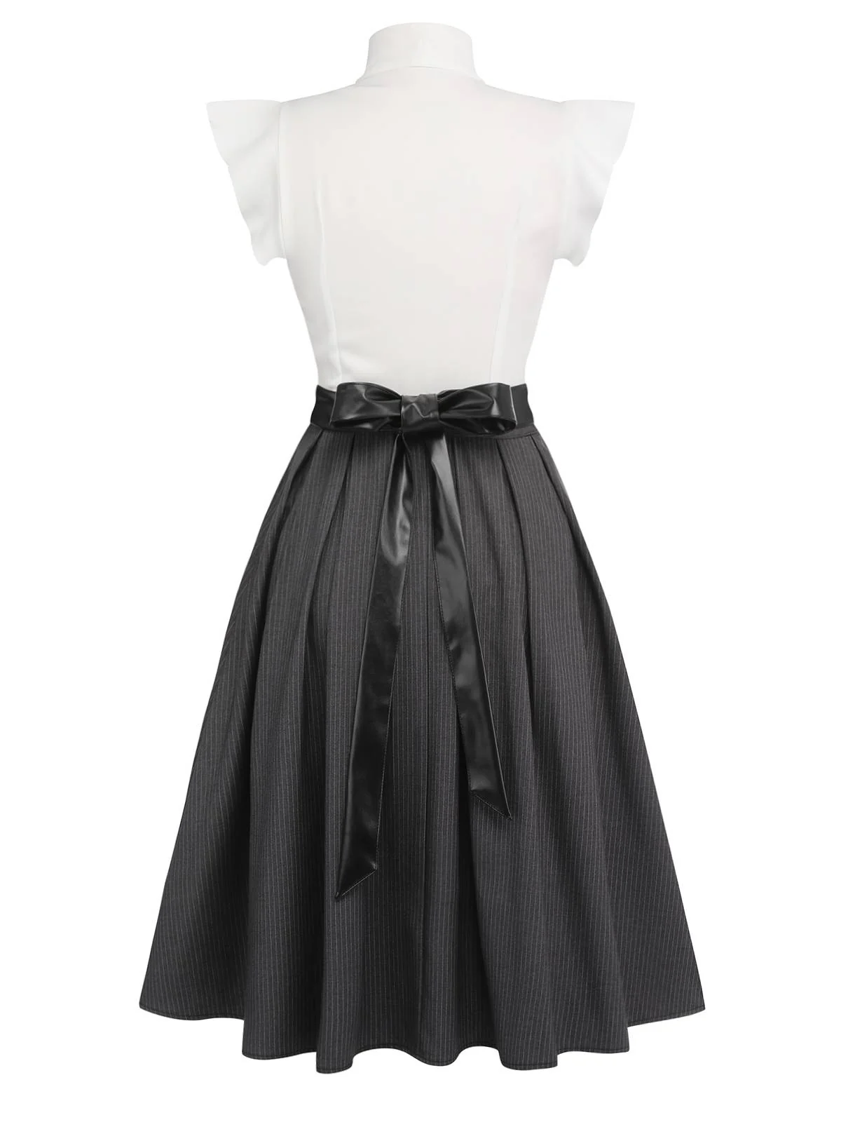 Robe trapèze à lacets blanche et grise 1950s Cocktail - Image 6