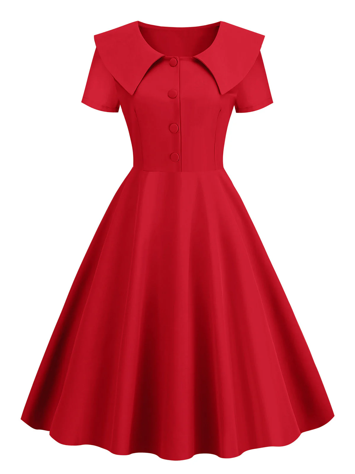 Robe trapèze à revers uni des années 1950 - Image 10