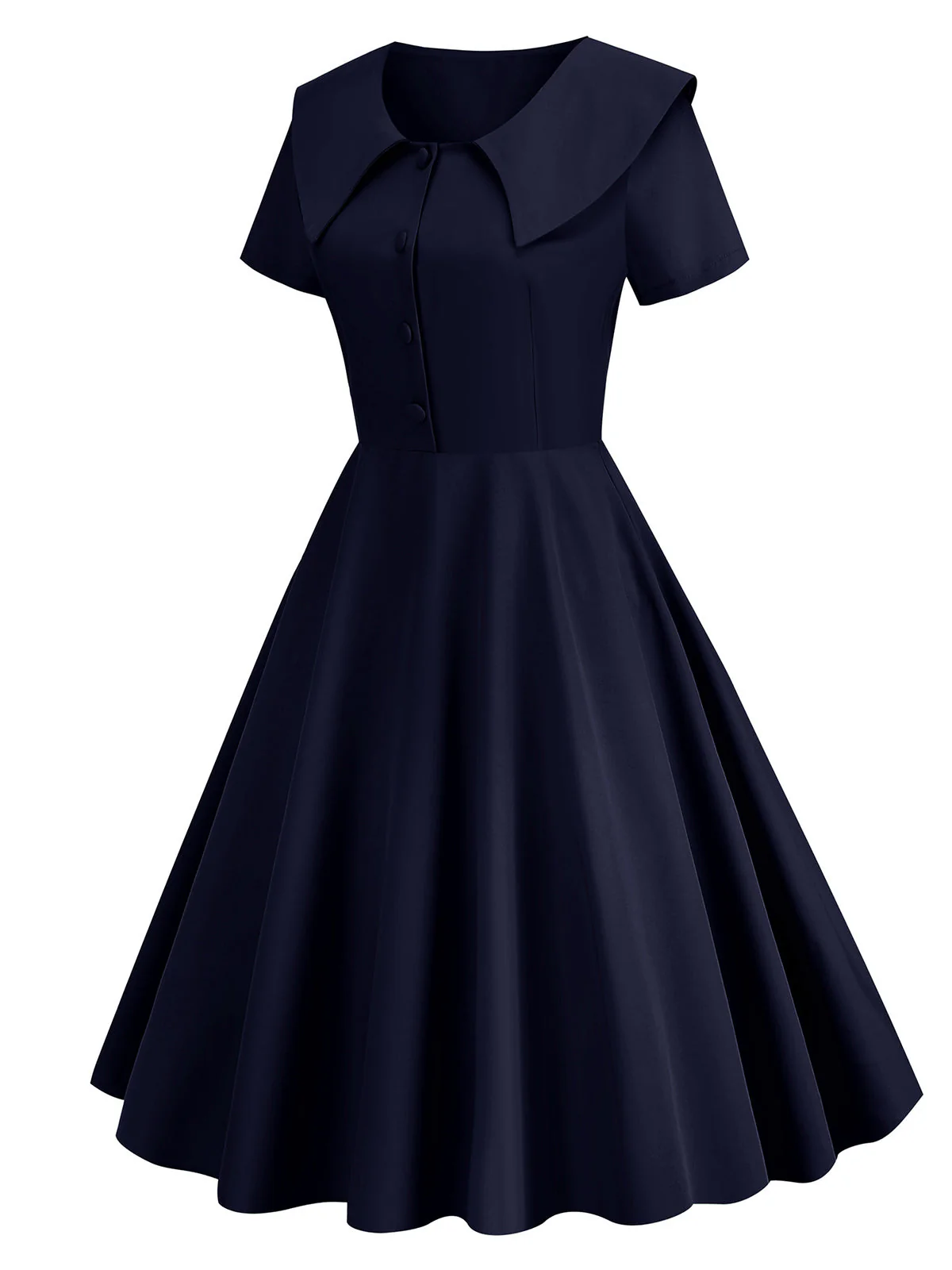 Robe trapèze à revers uni des années 1950 - Image 2