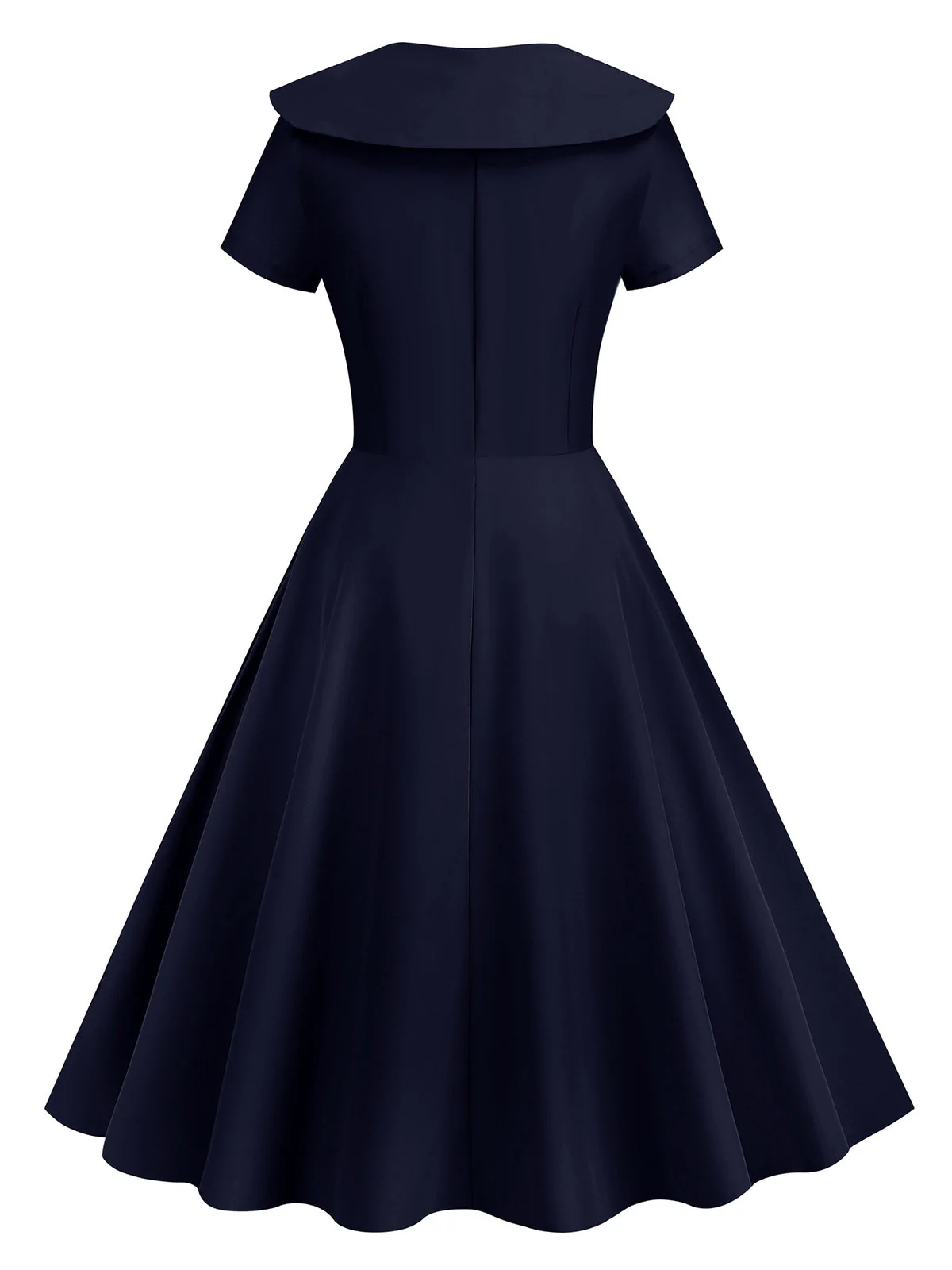 Robe trapèze à revers uni des années 1950 - Image 3