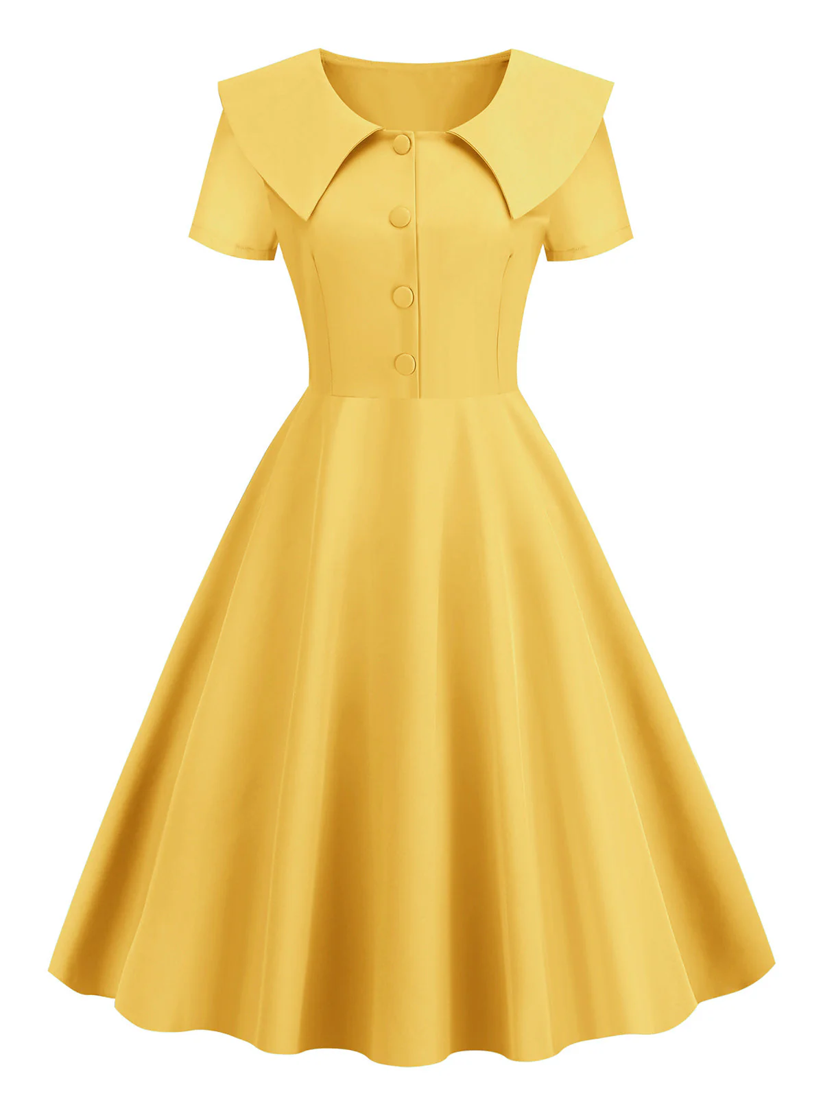 Robe trapèze à revers uni des années 1950 - Image 4