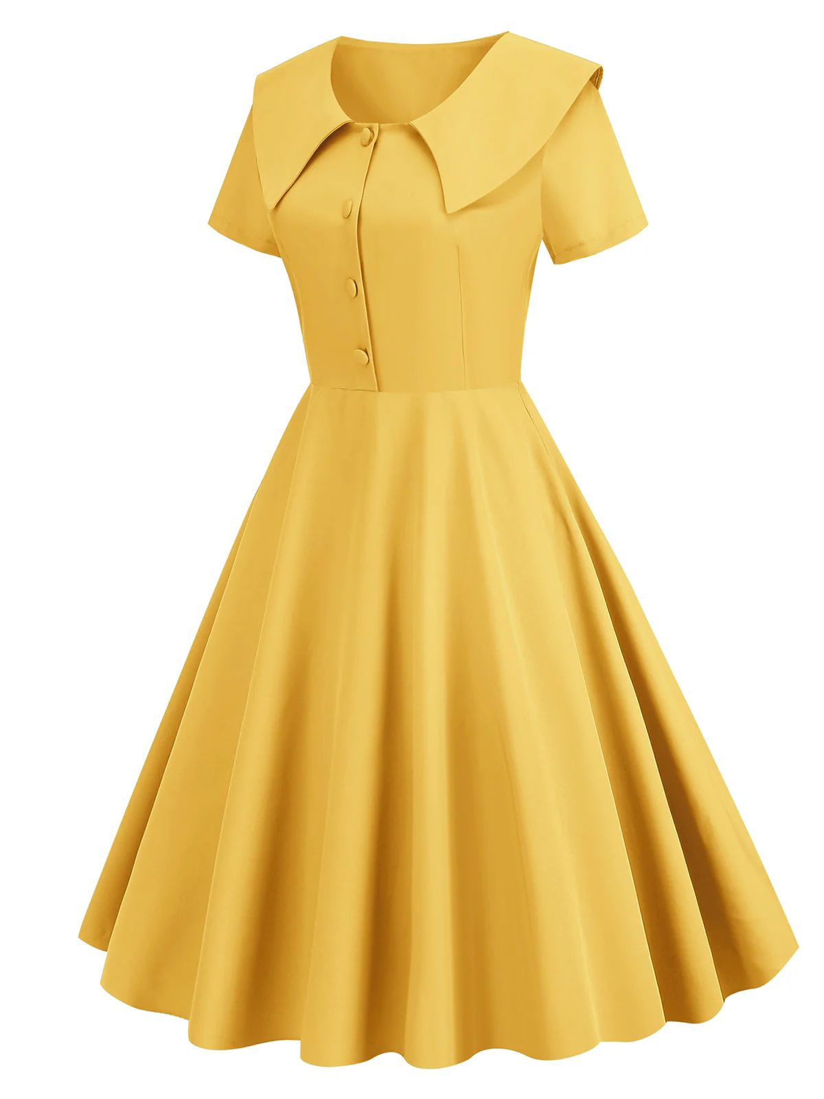 Robe trapèze à revers uni des années 1950 - Image 5