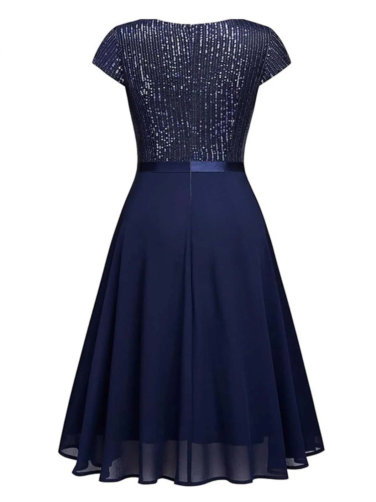 Robe trapèze à volants en mousseline de soie à paillettes des années 1940 - Image 6