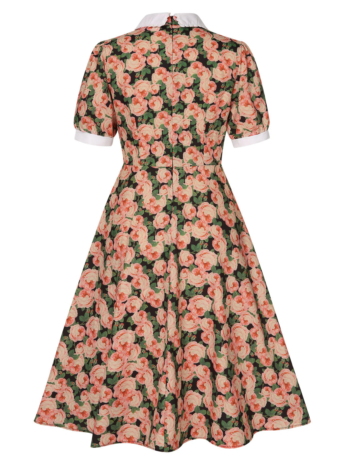 Robe trapèze bouffante à revers roses des années 1950 - Image 3