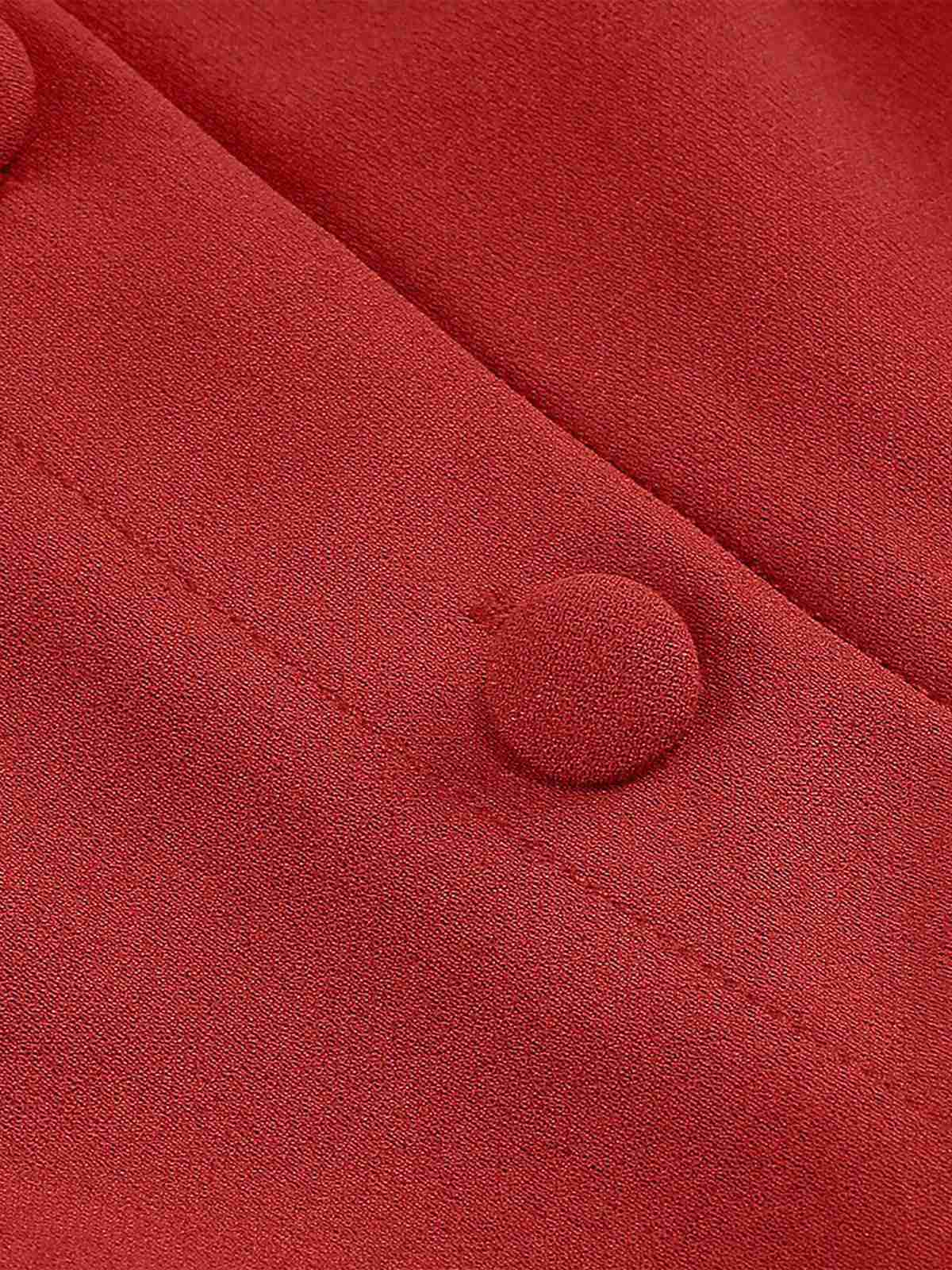 Robe trapèze boutonnée à col en nœud solide des années 1950 - Image 7