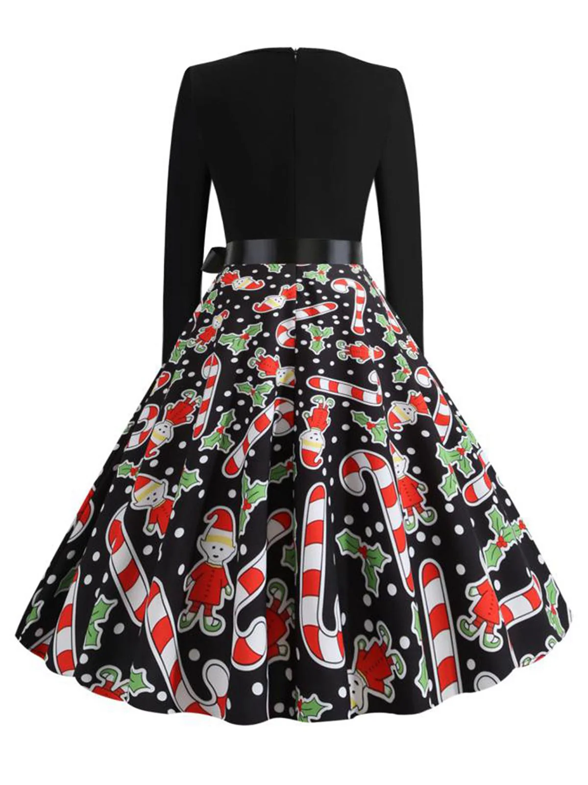 Robe trapèze de Noël à motif de cannes de bonbon des années 1950 - Image 3