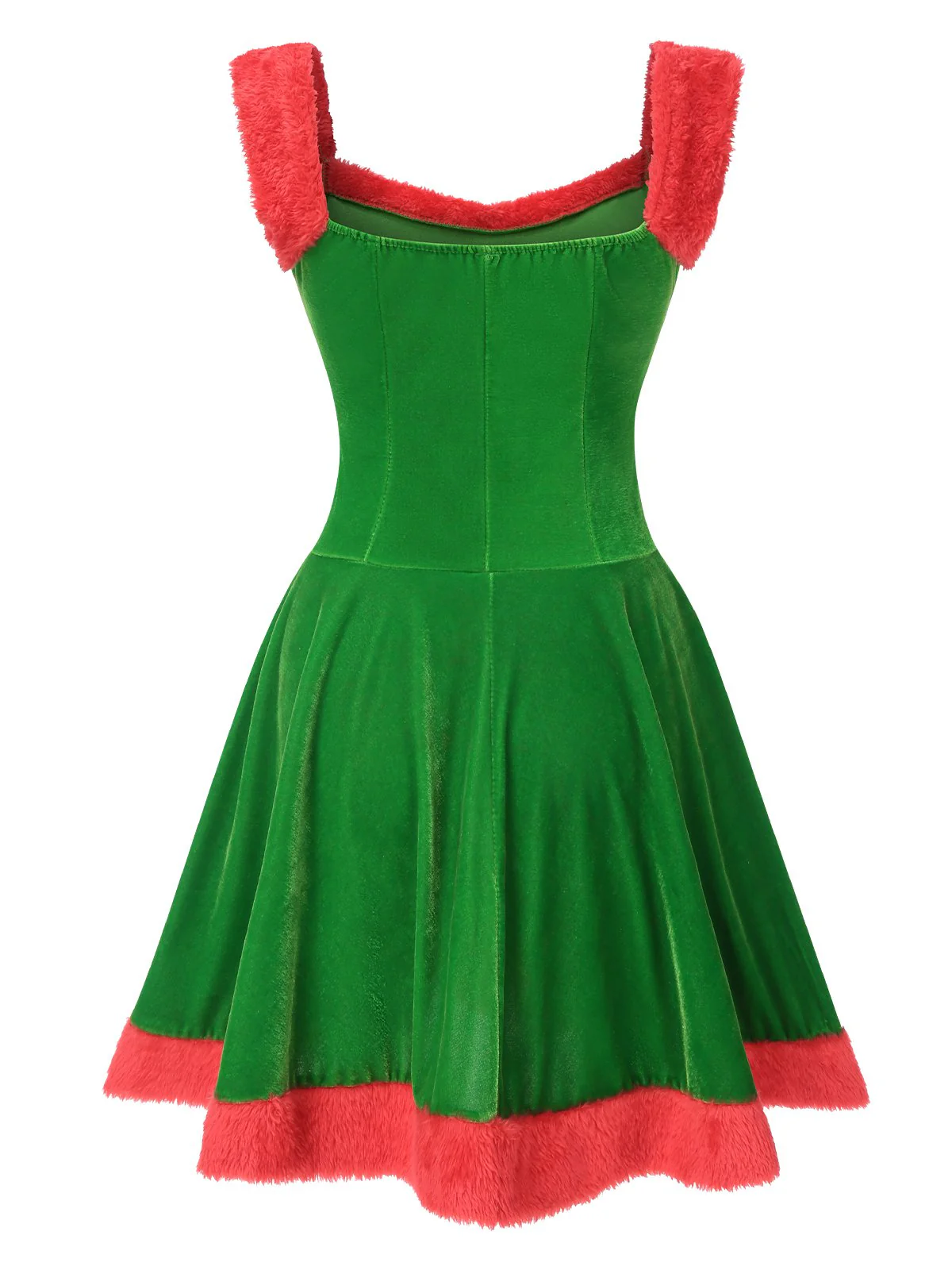 Robe trapèze en velours et fausse fourrure de Noël des années 1940 - Image 8