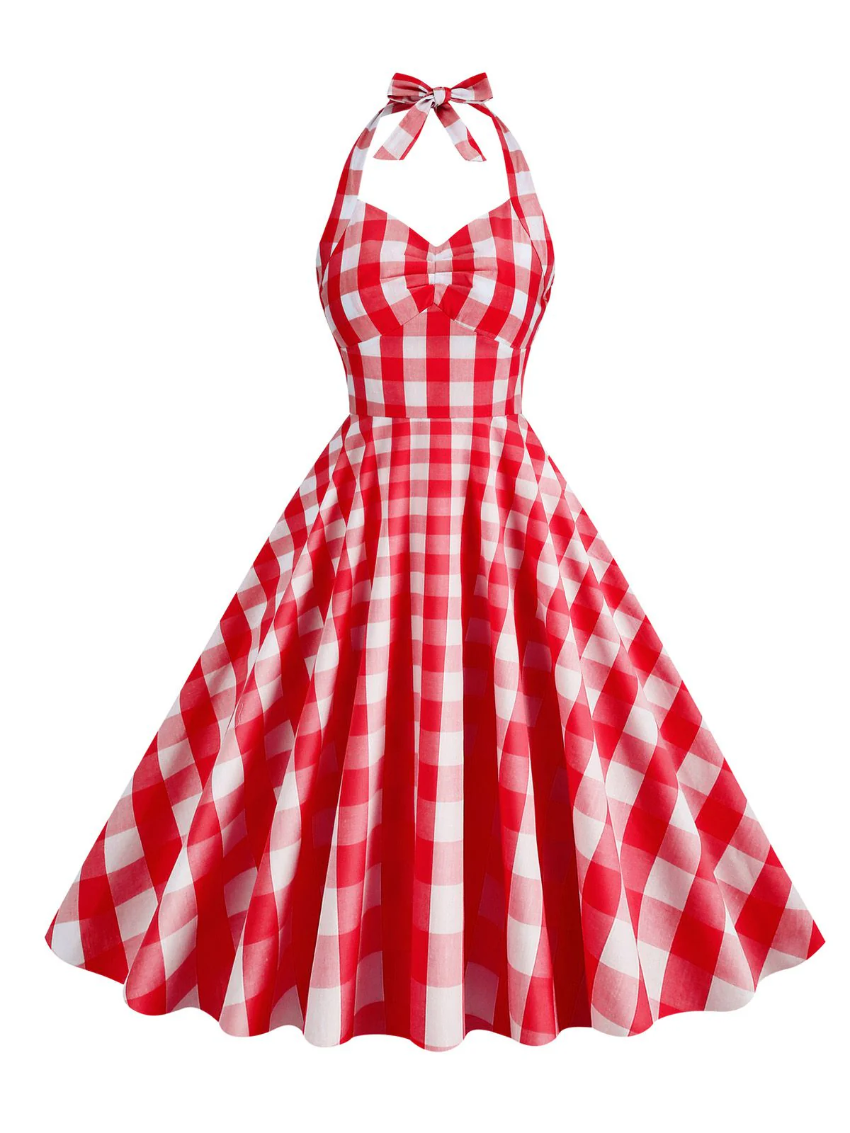 Robe trapèze licou pin-up à carreaux des années 1950 - Image 6