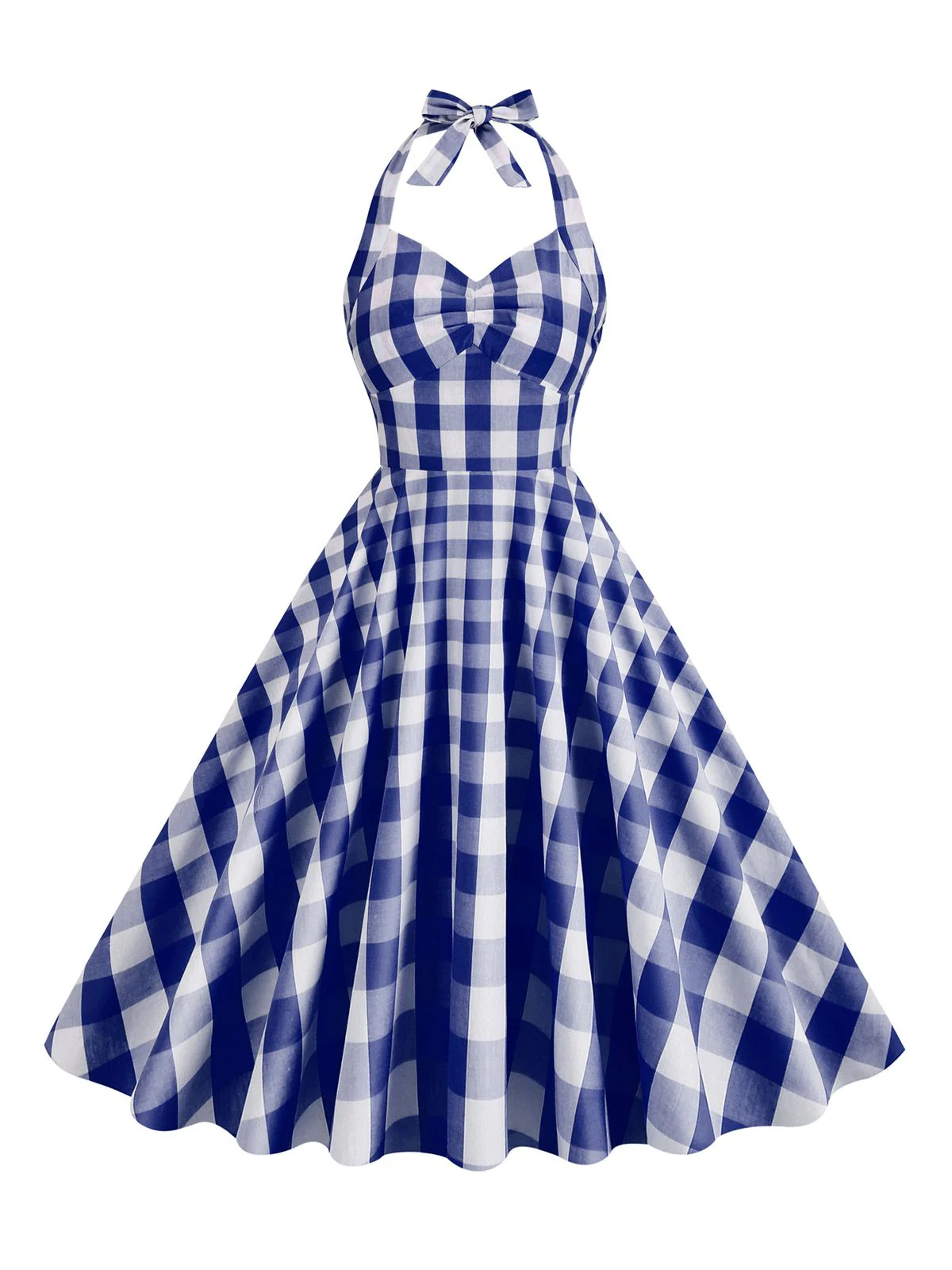 Robe trapèze licou pin-up à carreaux des années 1950 - Image 8