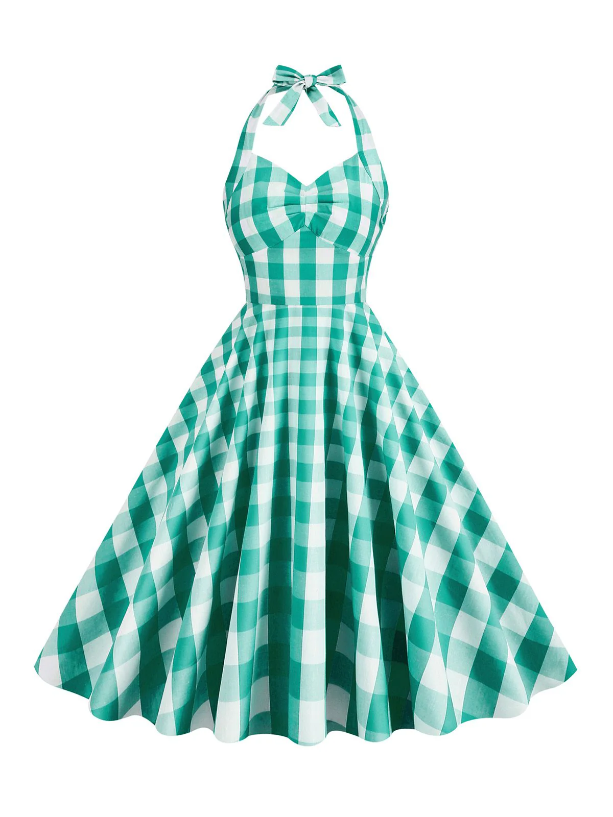 Robe trapèze licou pin-up à carreaux des années 1950 - Image 9