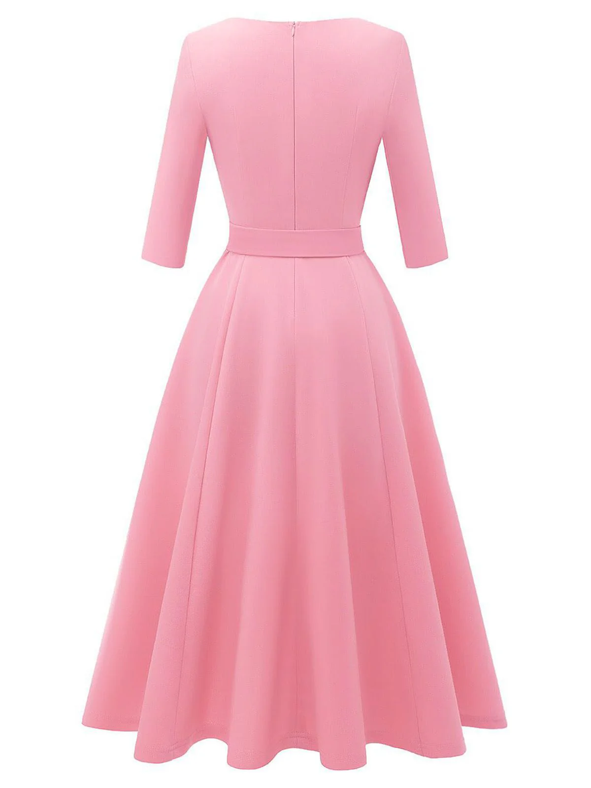 Robe trapèze manches trois-quarts à nœud papillon années 1940 - Image 3