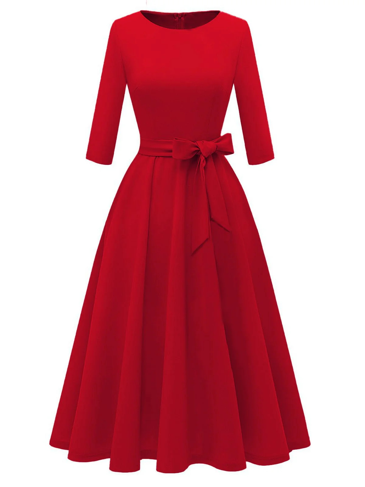 Robe trapèze manches trois-quarts à nœud papillon années 1940 - Image 6