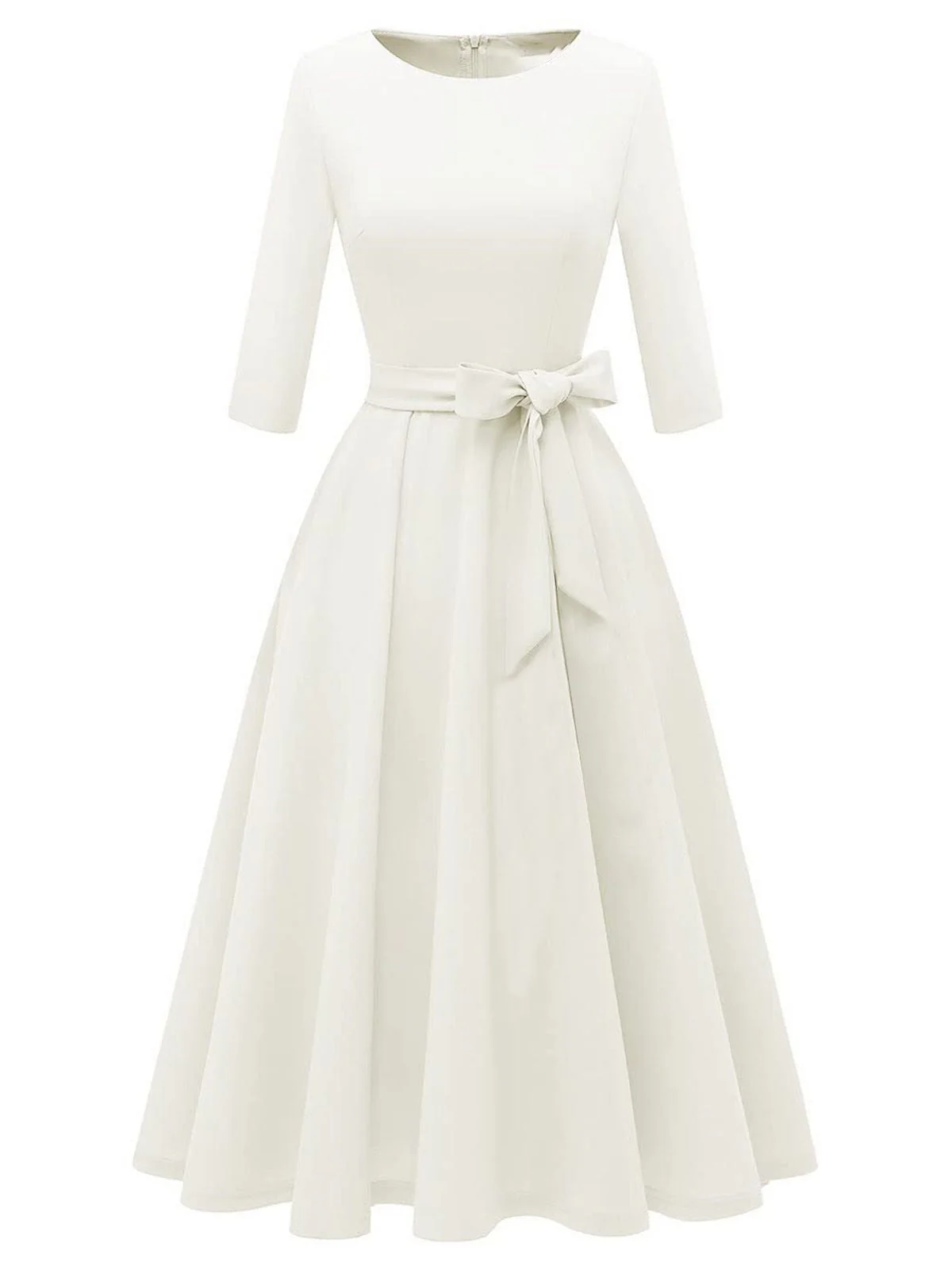Robe trapèze manches trois-quarts à nœud papillon années 1940 - Image 8