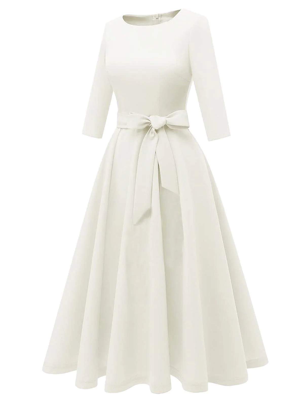 Robe trapèze manches trois-quarts à nœud papillon années 1940 - Image 9