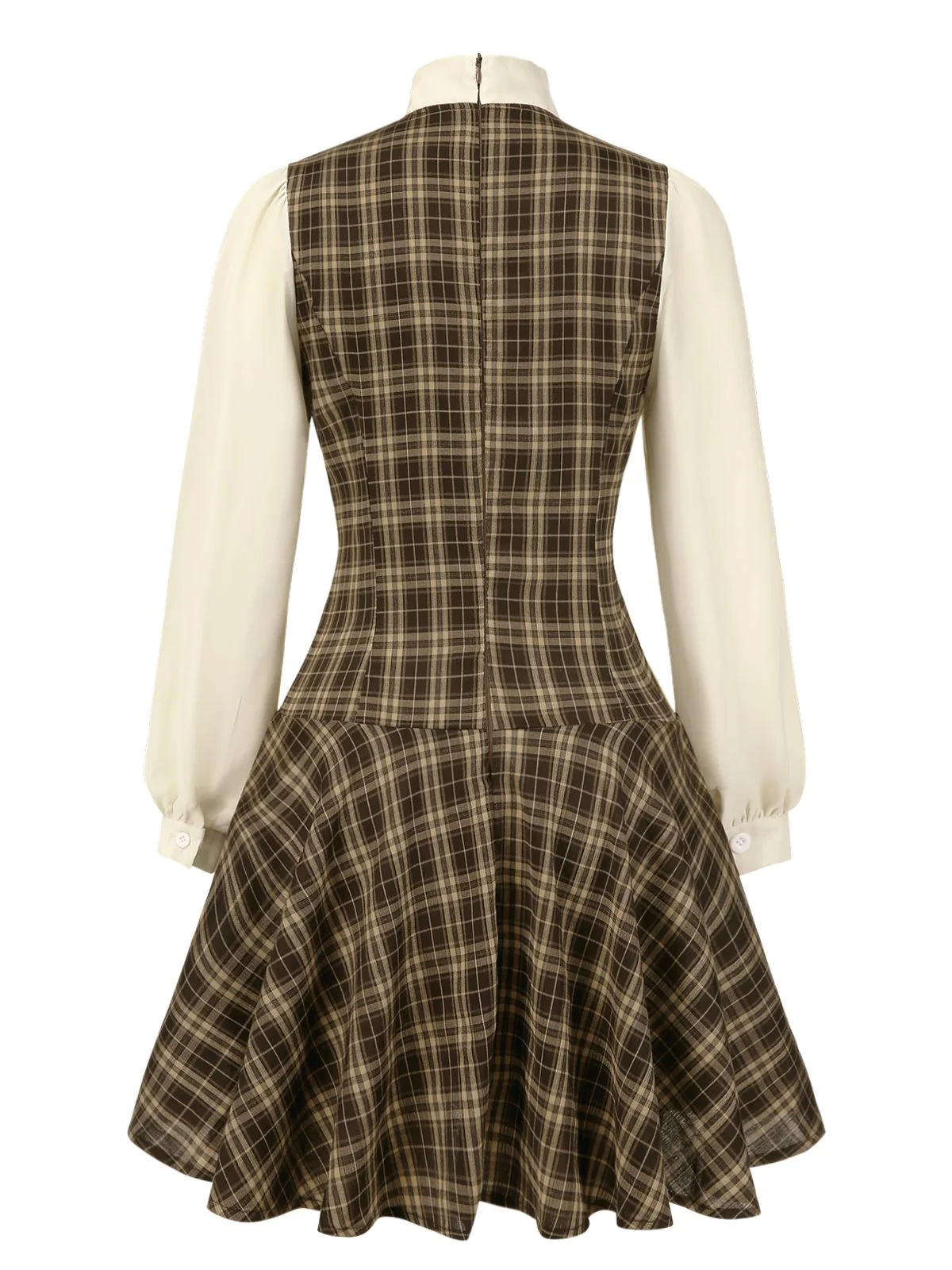 [Prévente] Robe trapèze marron à carreaux avec nœud années 1960 - Image 8