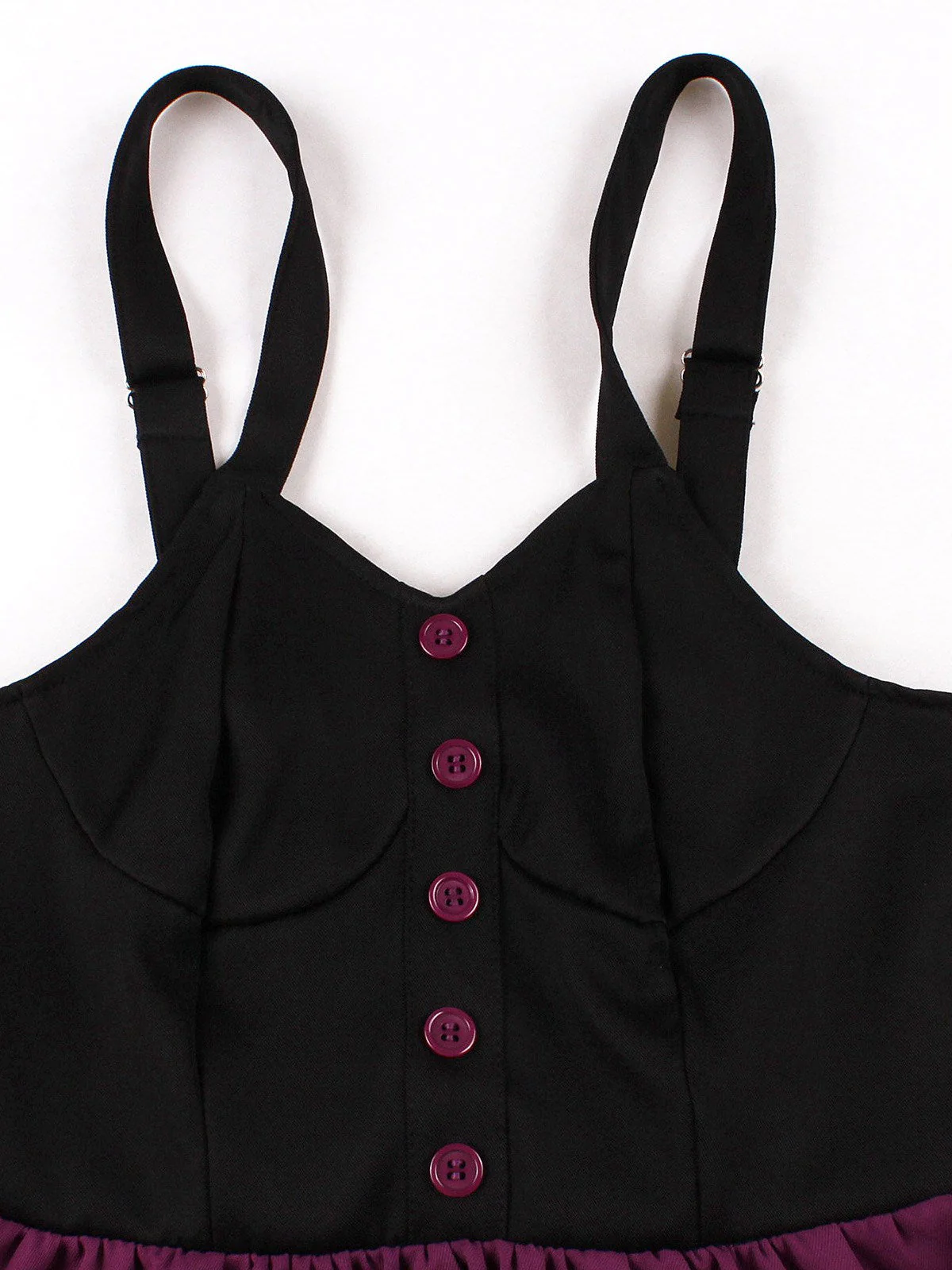 Robe trapèze motif chat larges bretelles rouge violacé des années 1950 - Image 3