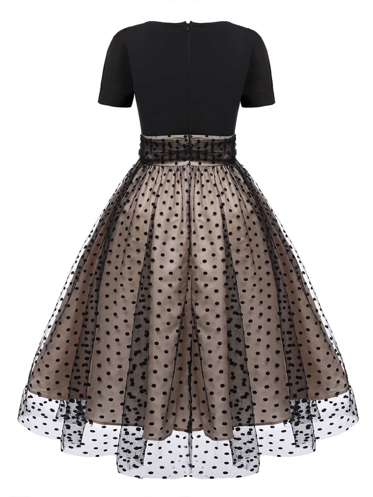 Robe trapèze noire à pois vintage des années 1950 avec ensemble d'accessoires - Image 5