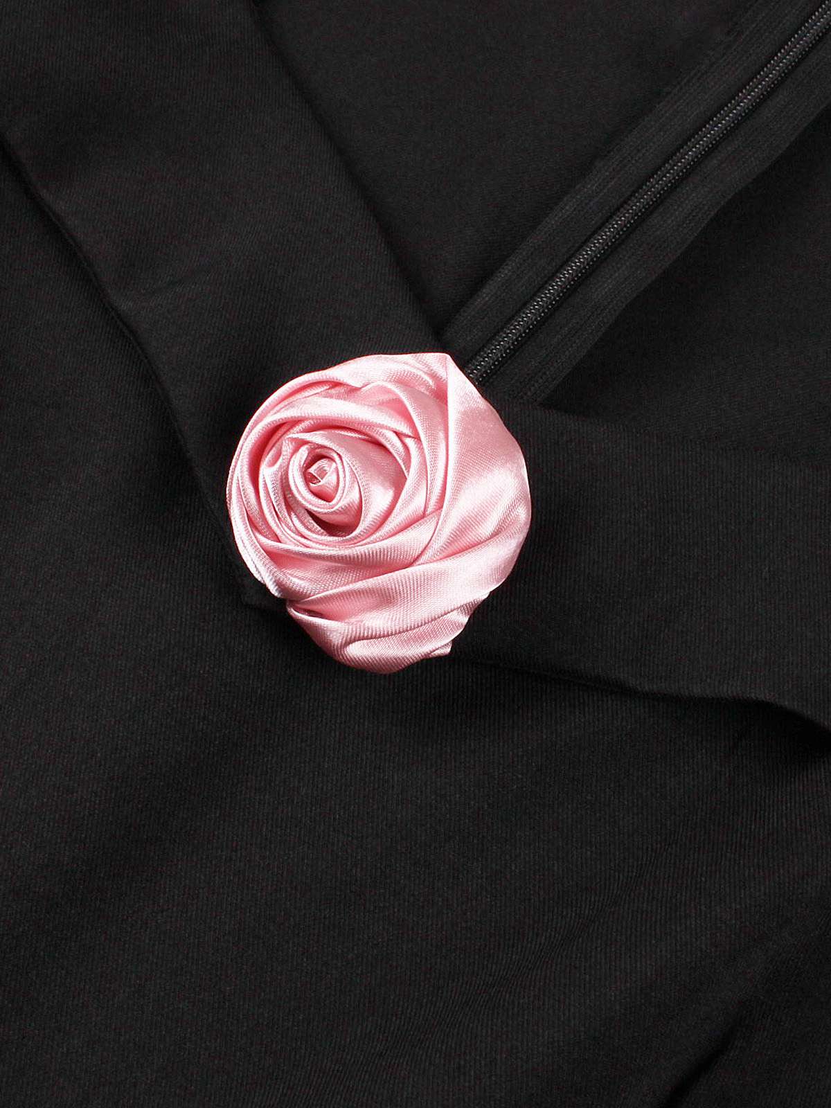 Robe trapèze noire unie col revers en forme de rose 3D des années 1950 - Image 5