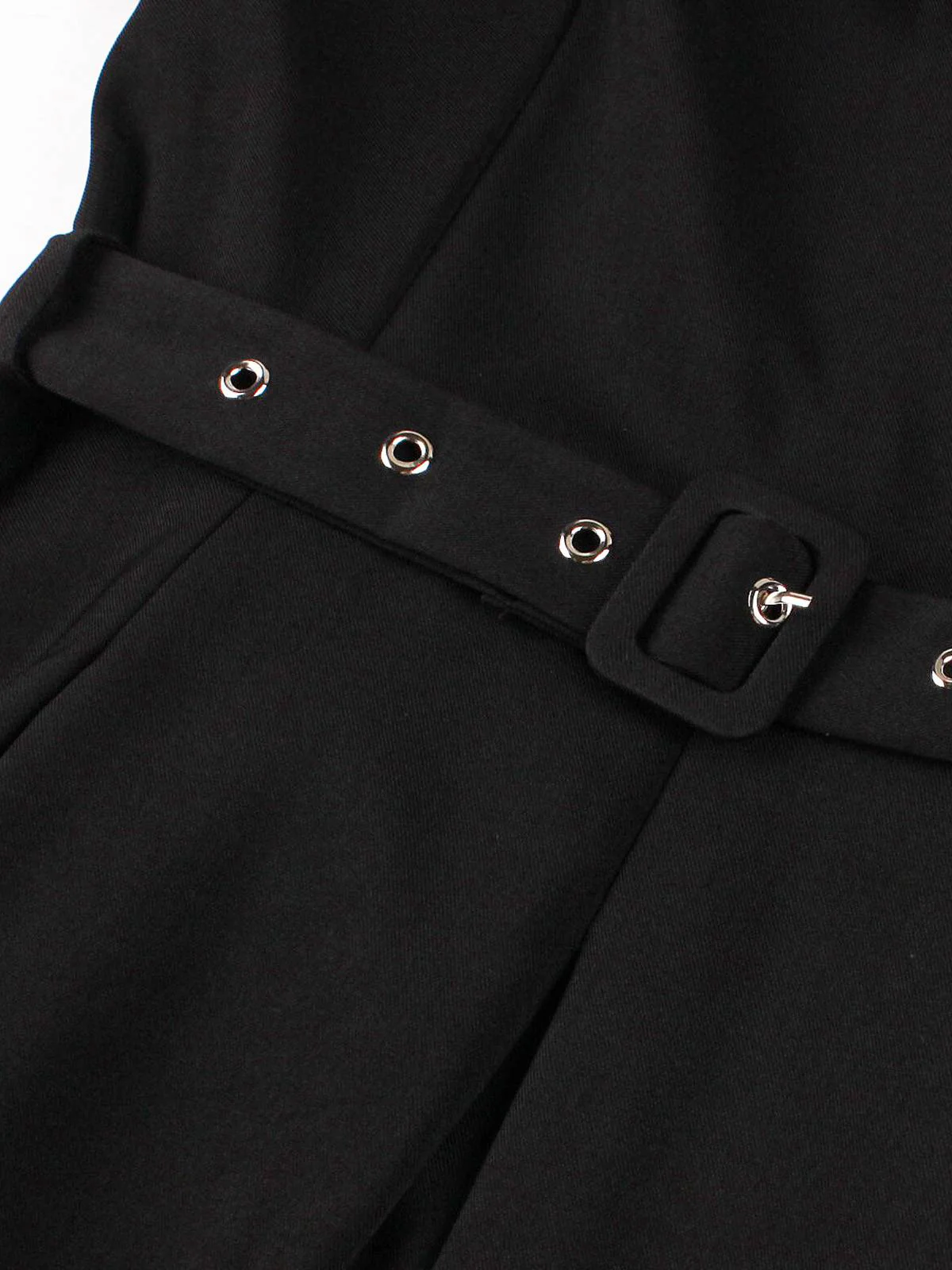 Robe trapèze noire unie col revers en forme de rose 3D des années 1950 - Image 6