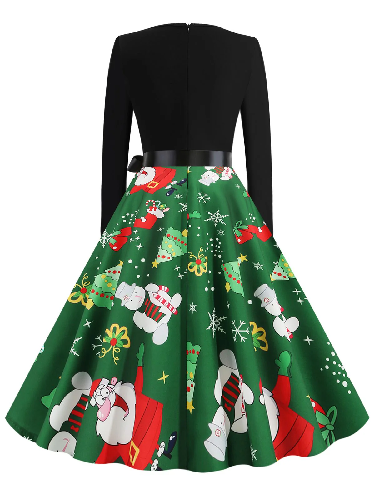 Robe trapèze patchwork à col en V de Noël des années 1950 - Image 11