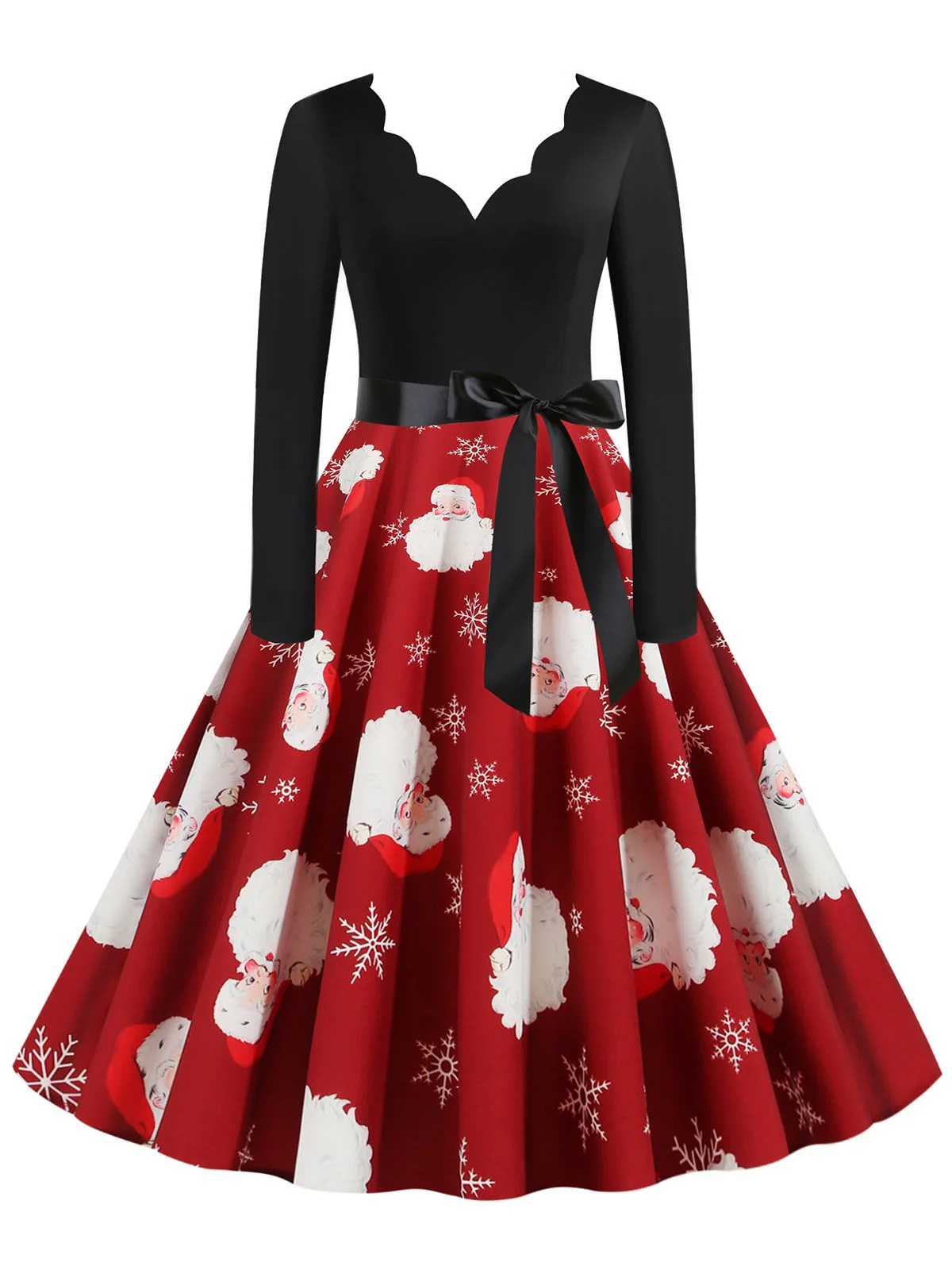 Robe trapèze patchwork à col en V de Noël des années 1950 - Image 13
