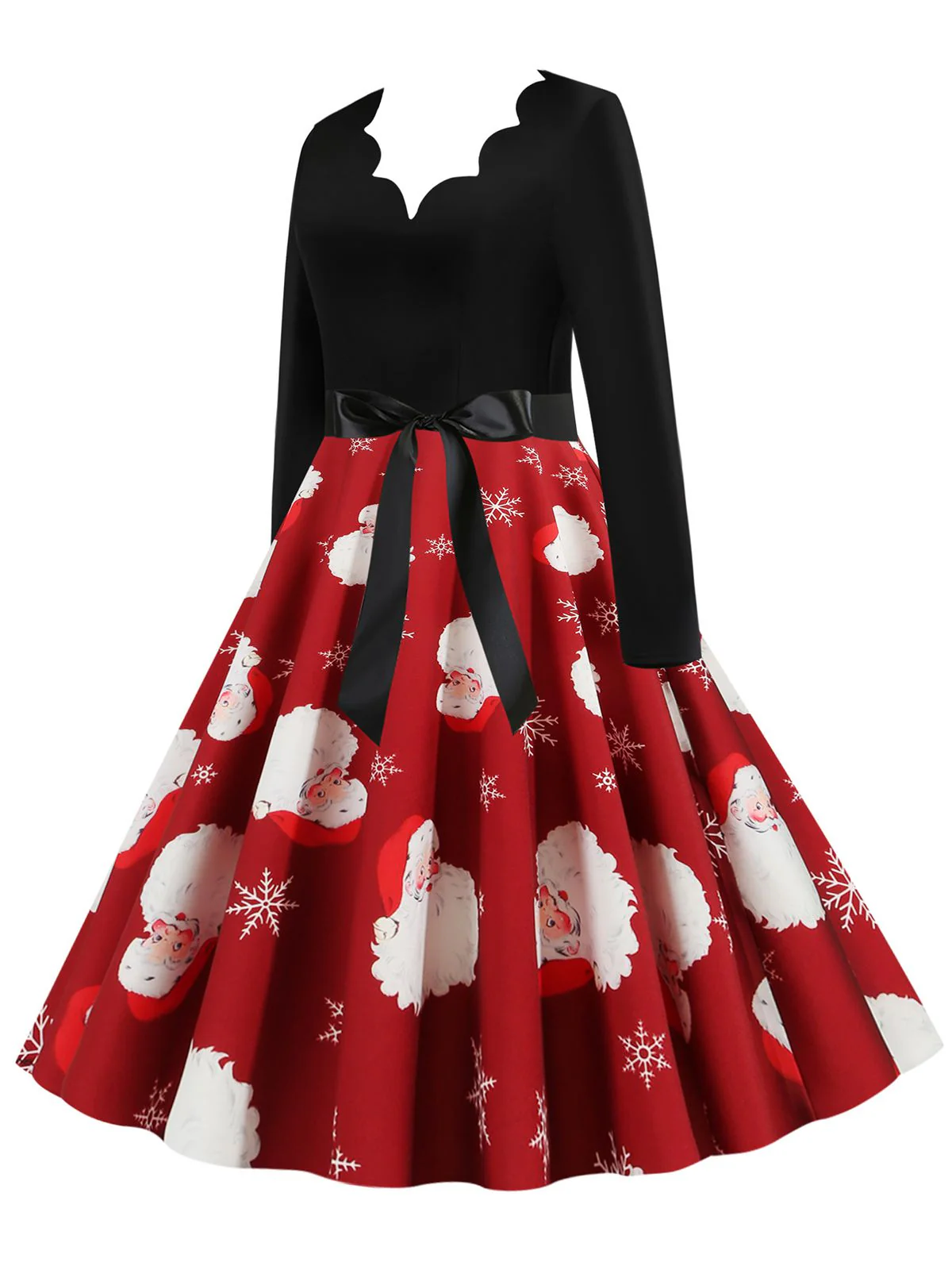 Robe trapèze patchwork à col en V de Noël des années 1950 - Image 14