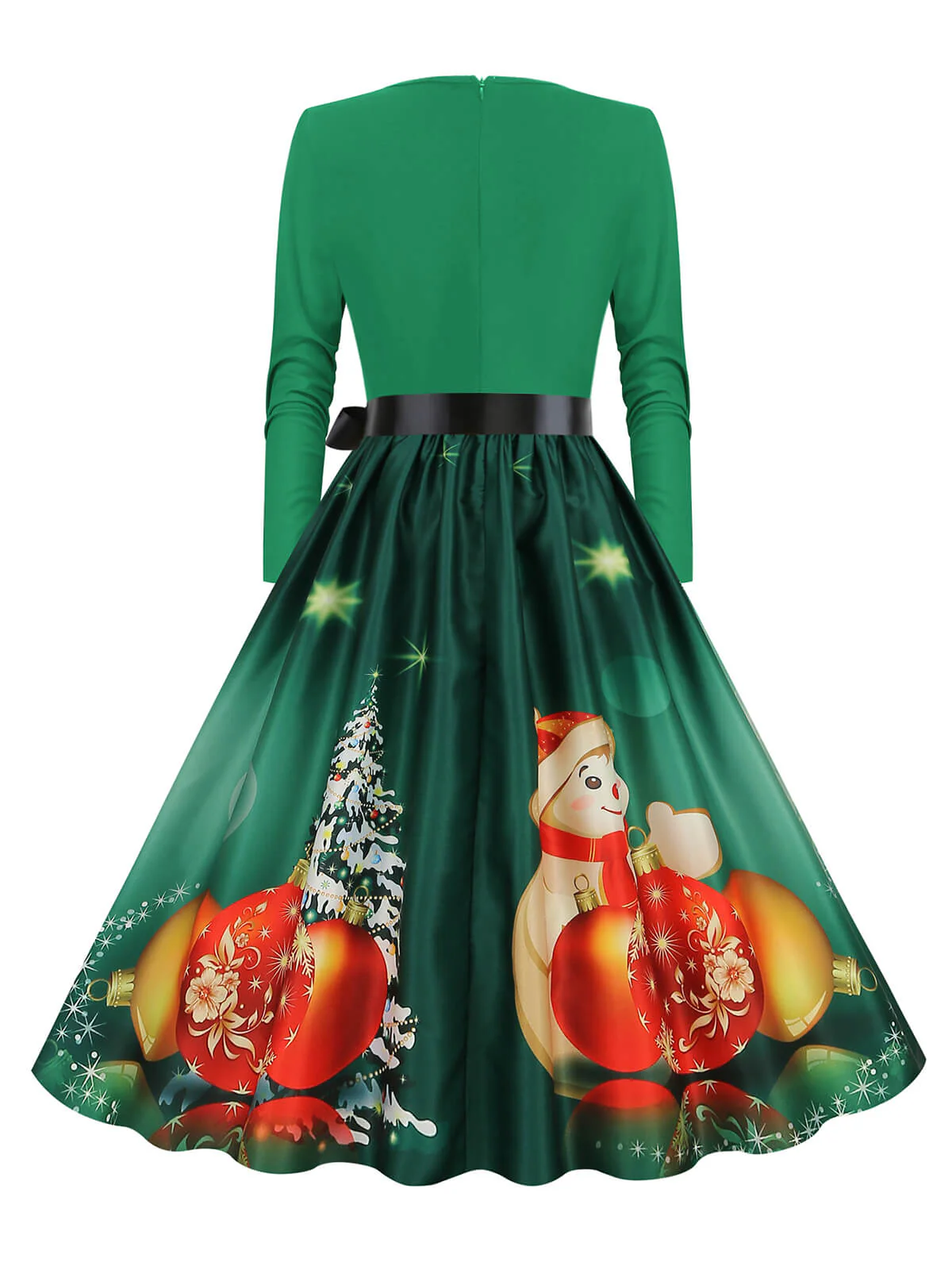 Robe trapèze patchwork col en V des années 1950 avec ruban - Image 10