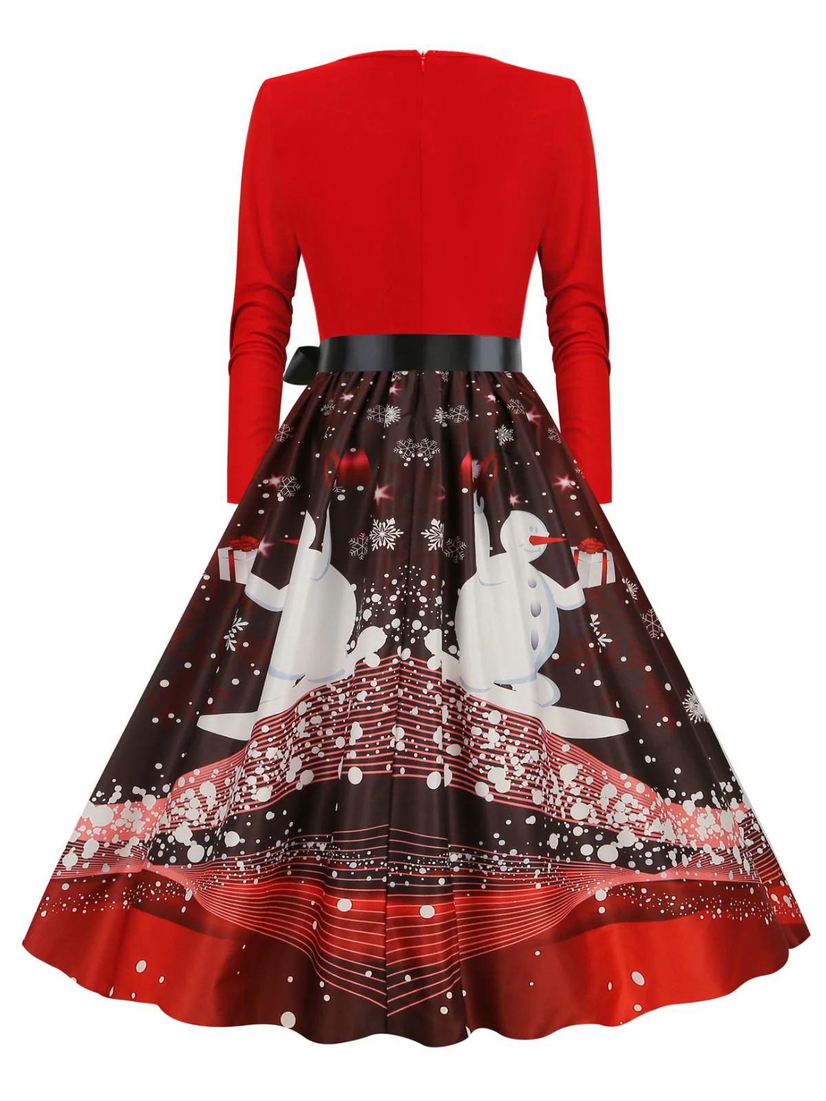 Robe trapèze patchwork col en V des années 1950 avec ruban - Image 6