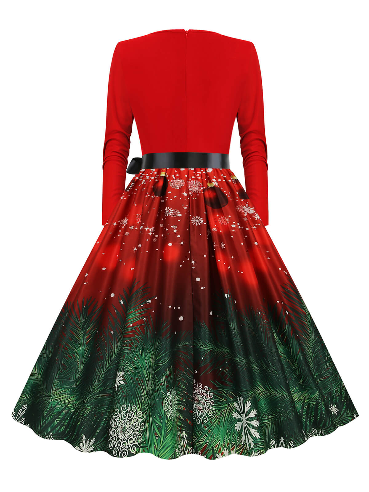 Robe trapèze patchwork col en V des années 1950 avec ruban - Image 9